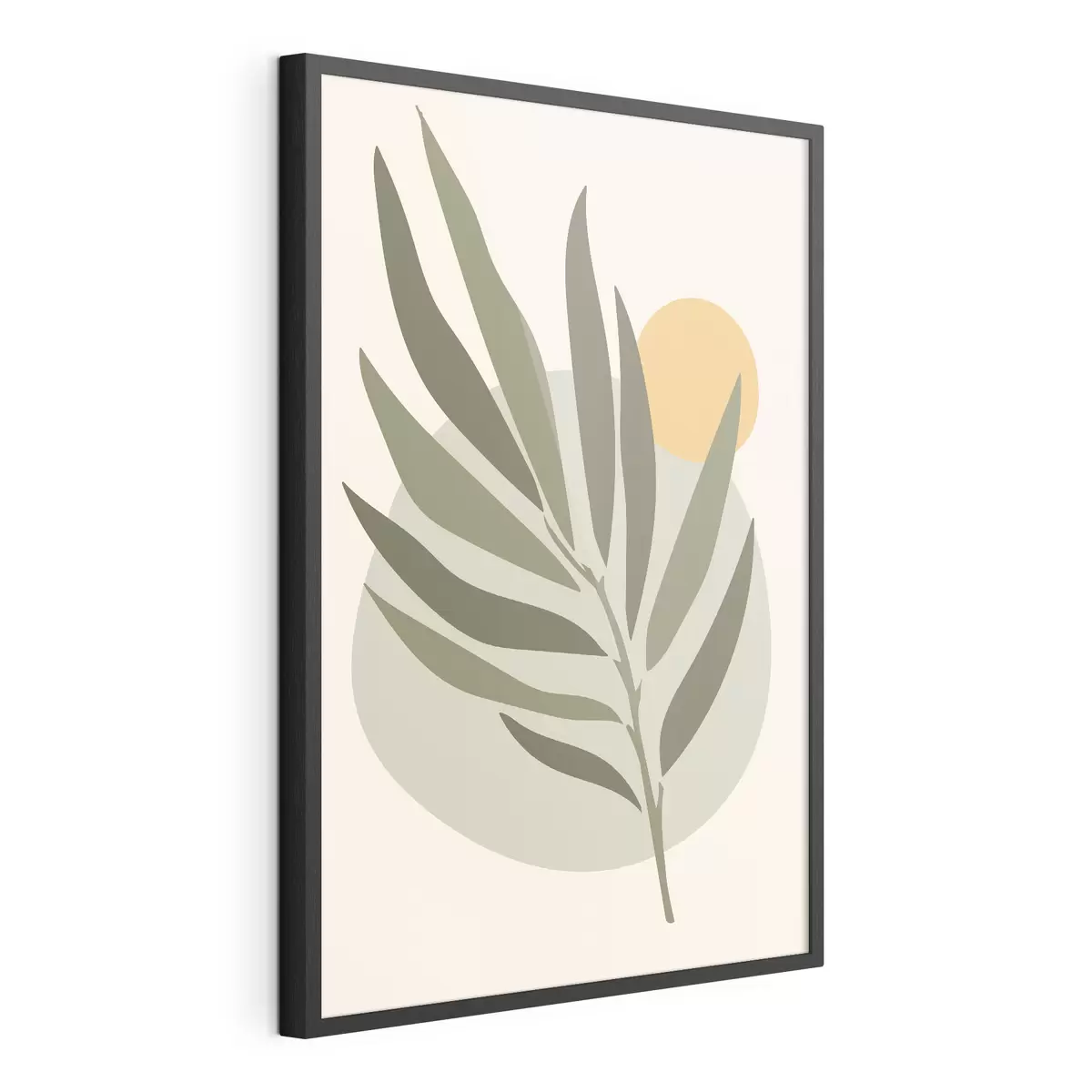 Poster Foglia verde con cerchio giallo f37442