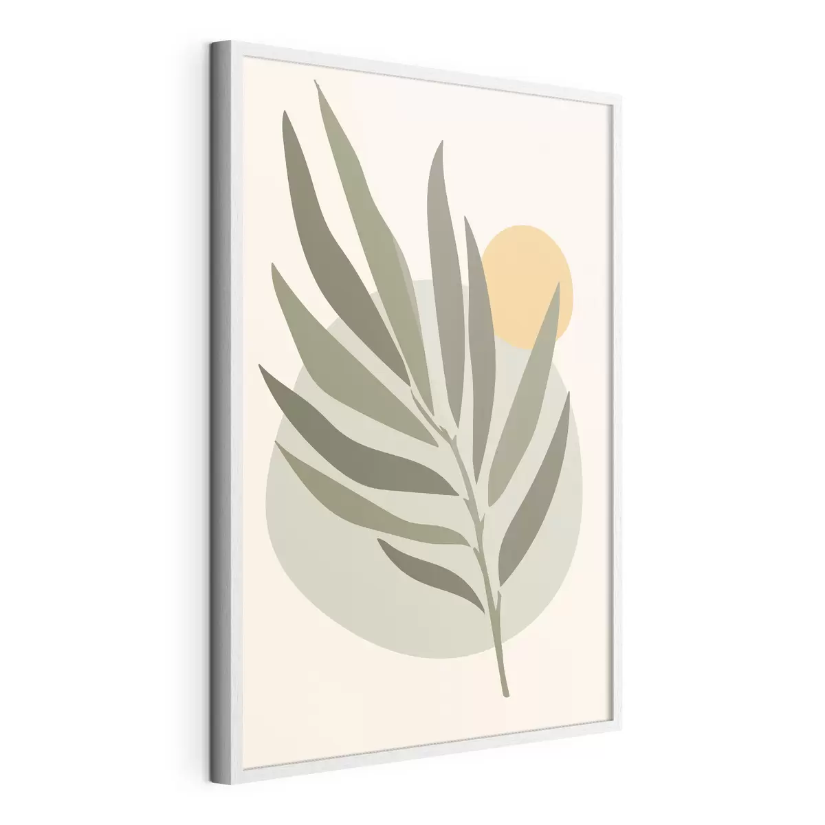 Poster Foglia verde con cerchio giallo f37442