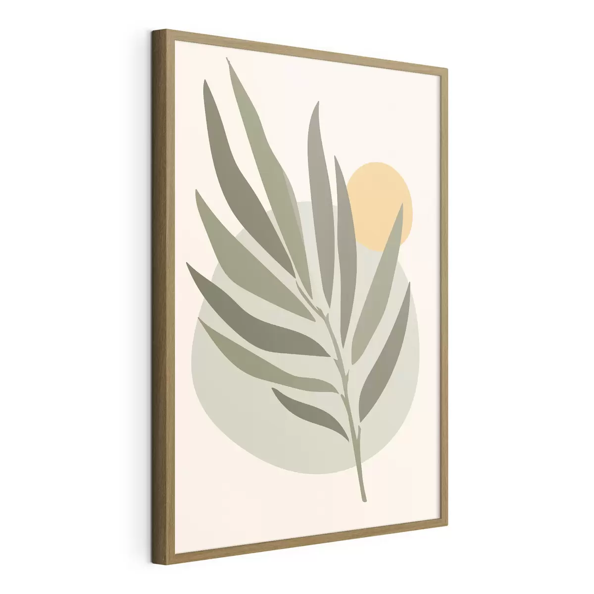 Poster Foglia verde con cerchio giallo f37442