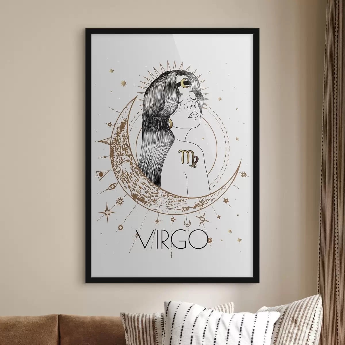 Poster Disegno di una donna con la luna e le stelle f37455