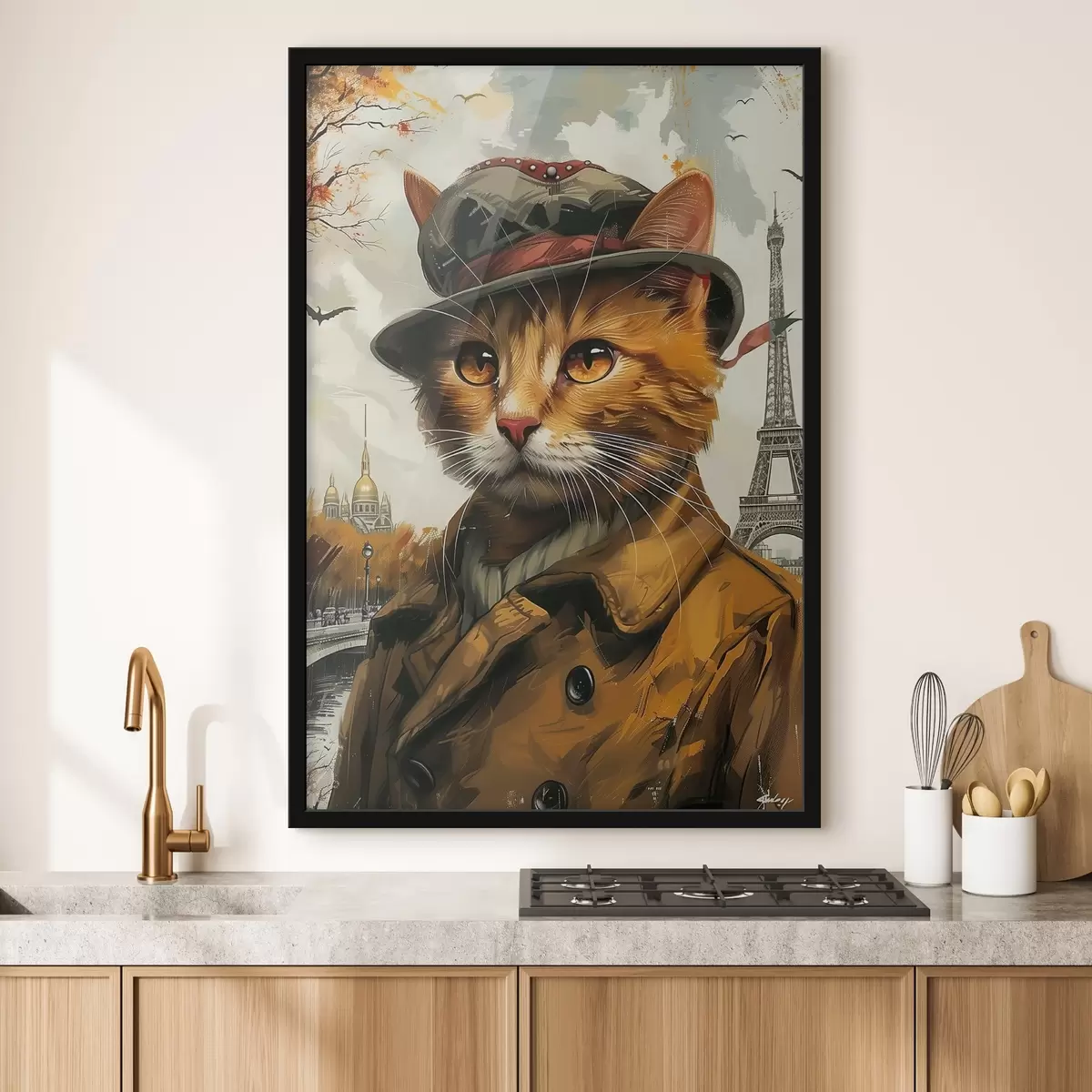 Poster Gatto con cappello e cappotto f37457