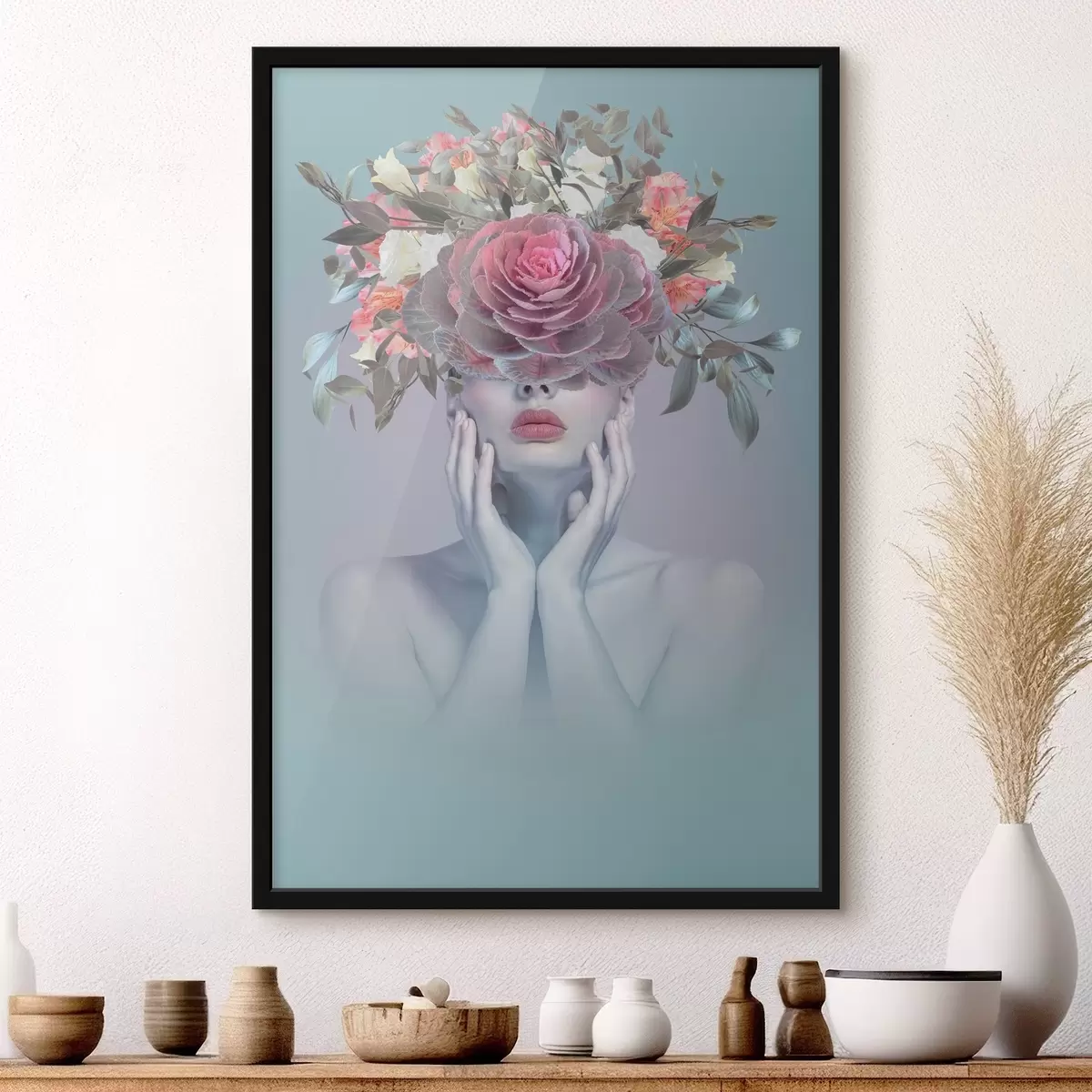 Poster Donna con fiori in testa f37479