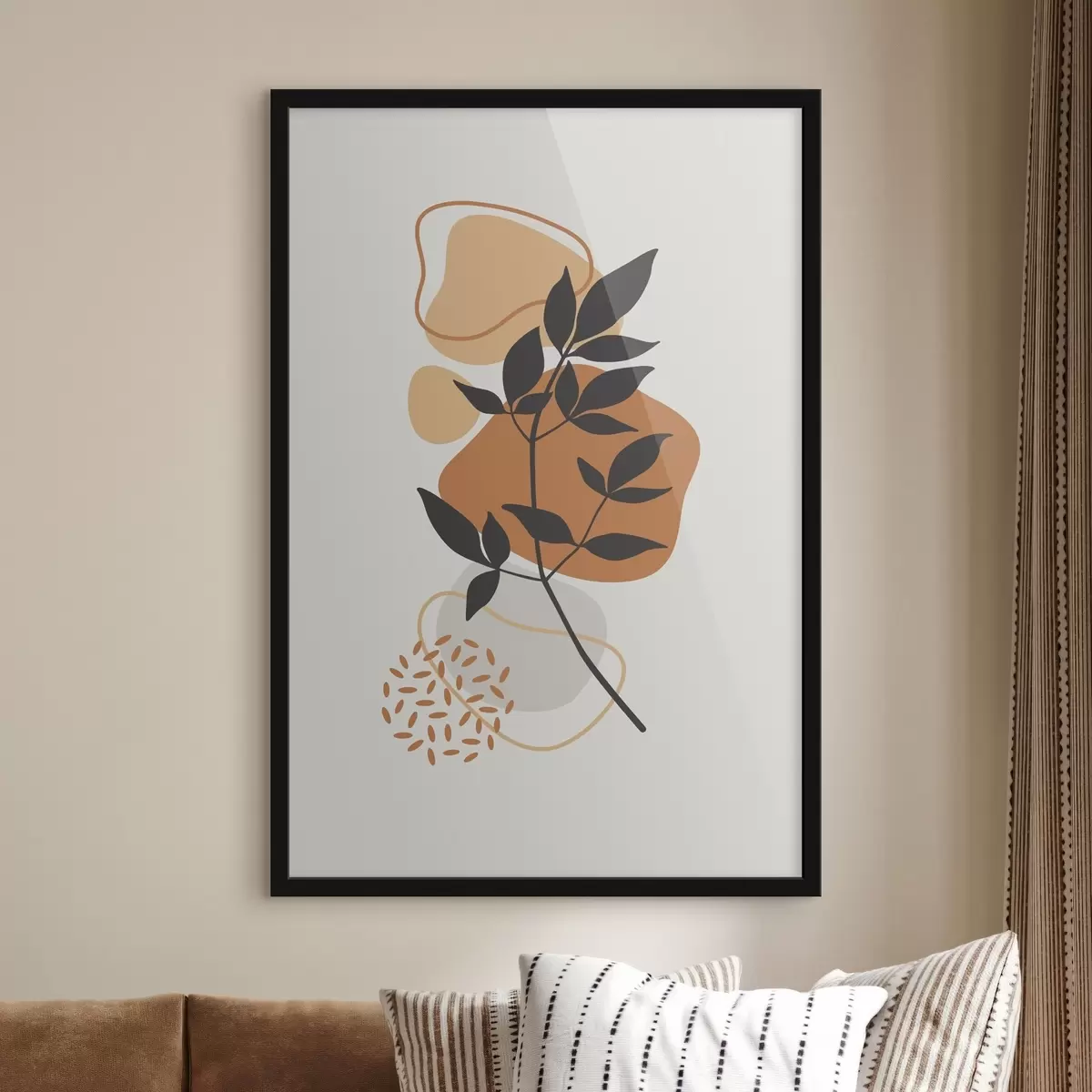 Poster Una pianta con foglie e forme marroni f37524
