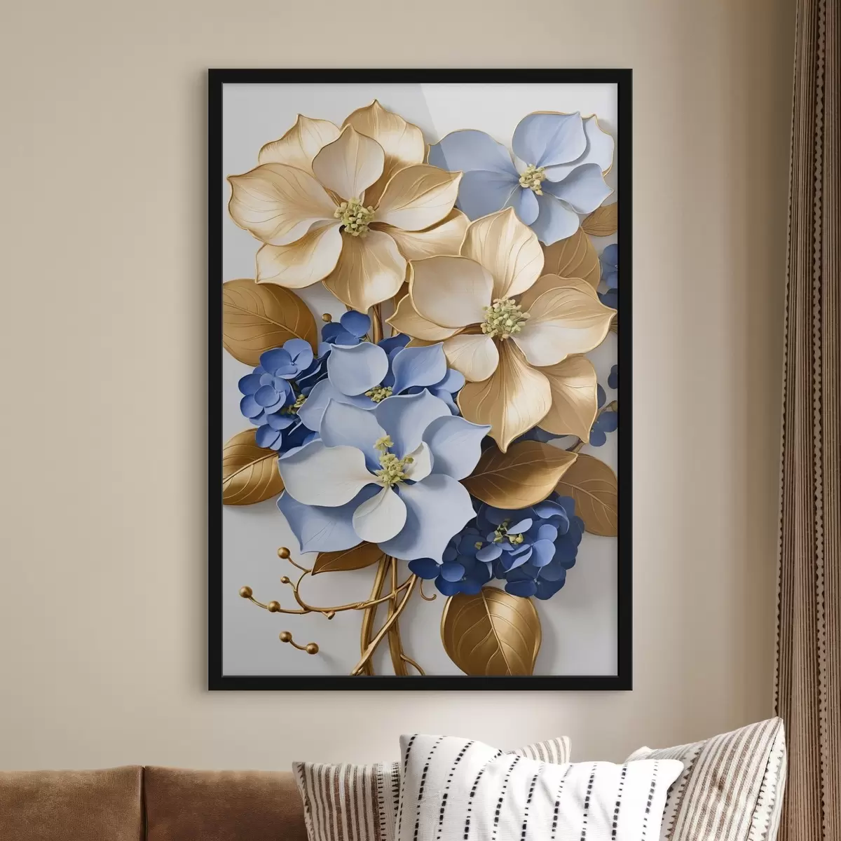 Poster Gruppo di fiori bianchi e blu f37776
