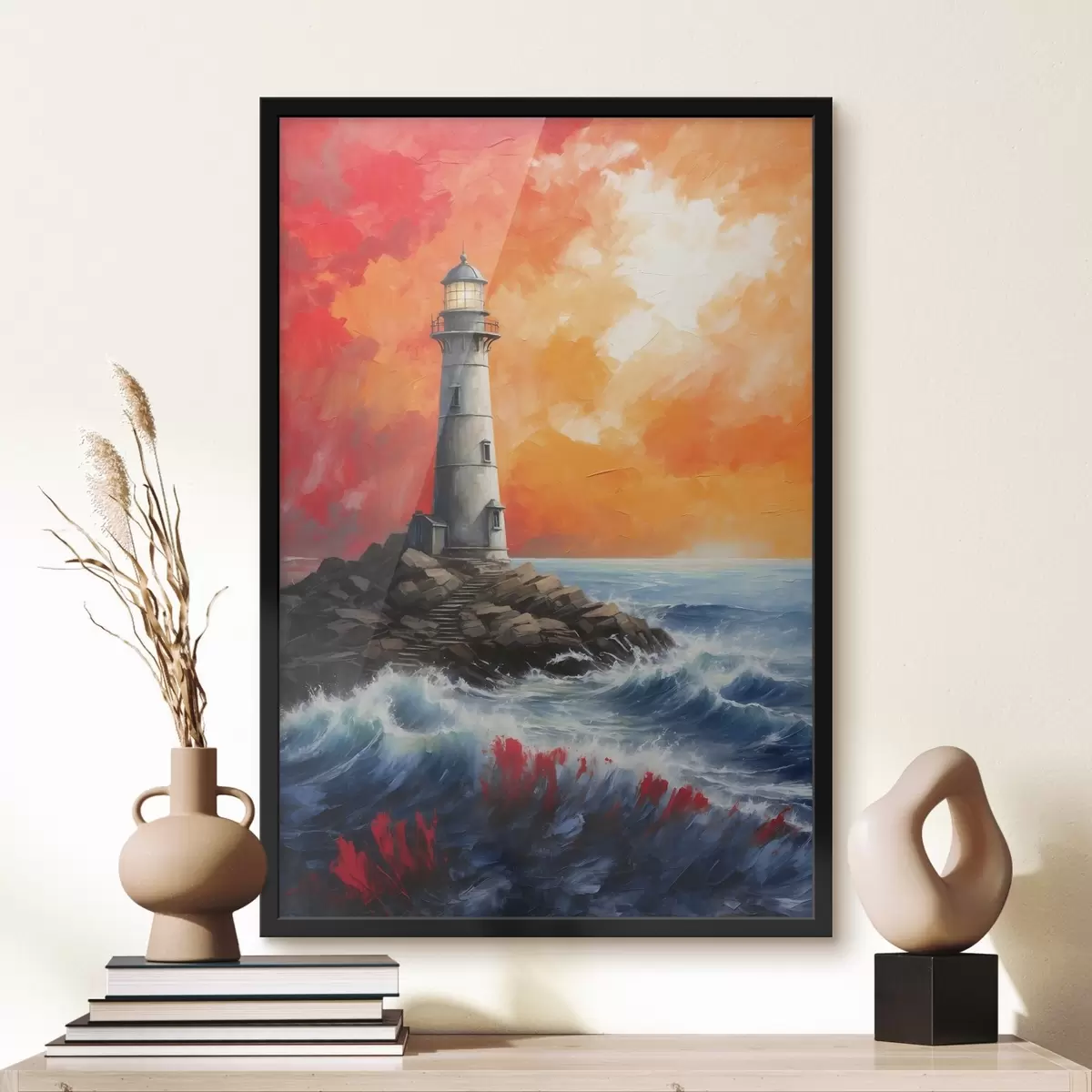 Poster Faro su un'isola rocciosa f37808