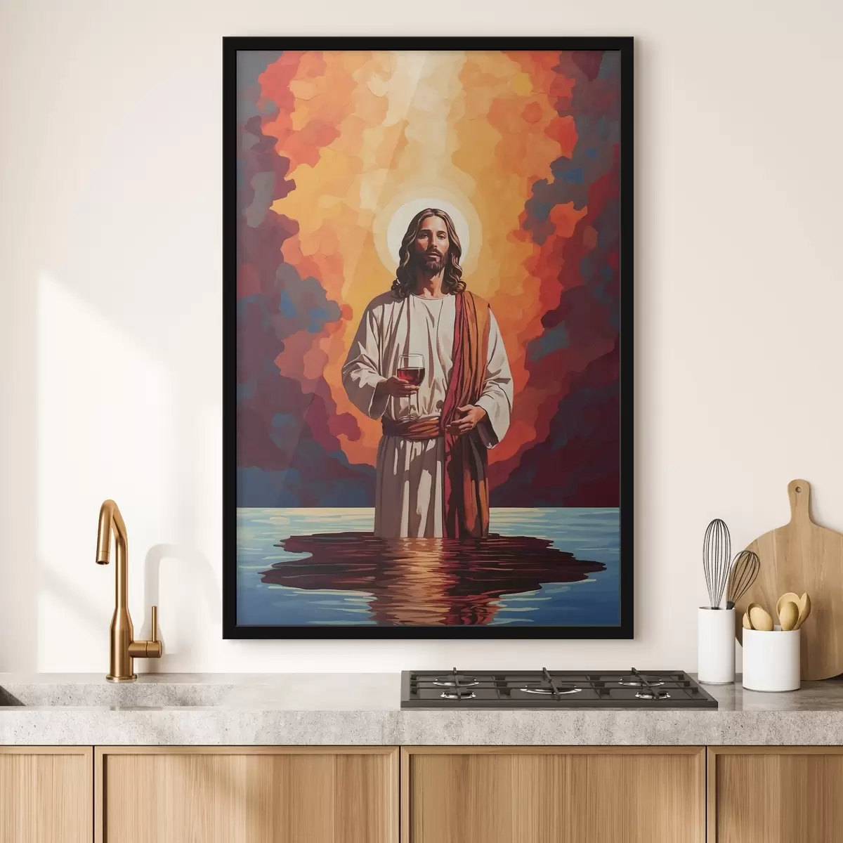 Poster Immagine di un uomo che tiene un bicchiere di vino f38125