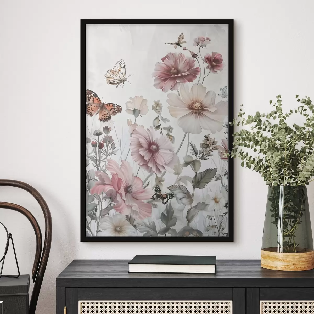 Poster Primo piano di fiori e farfalle f38153