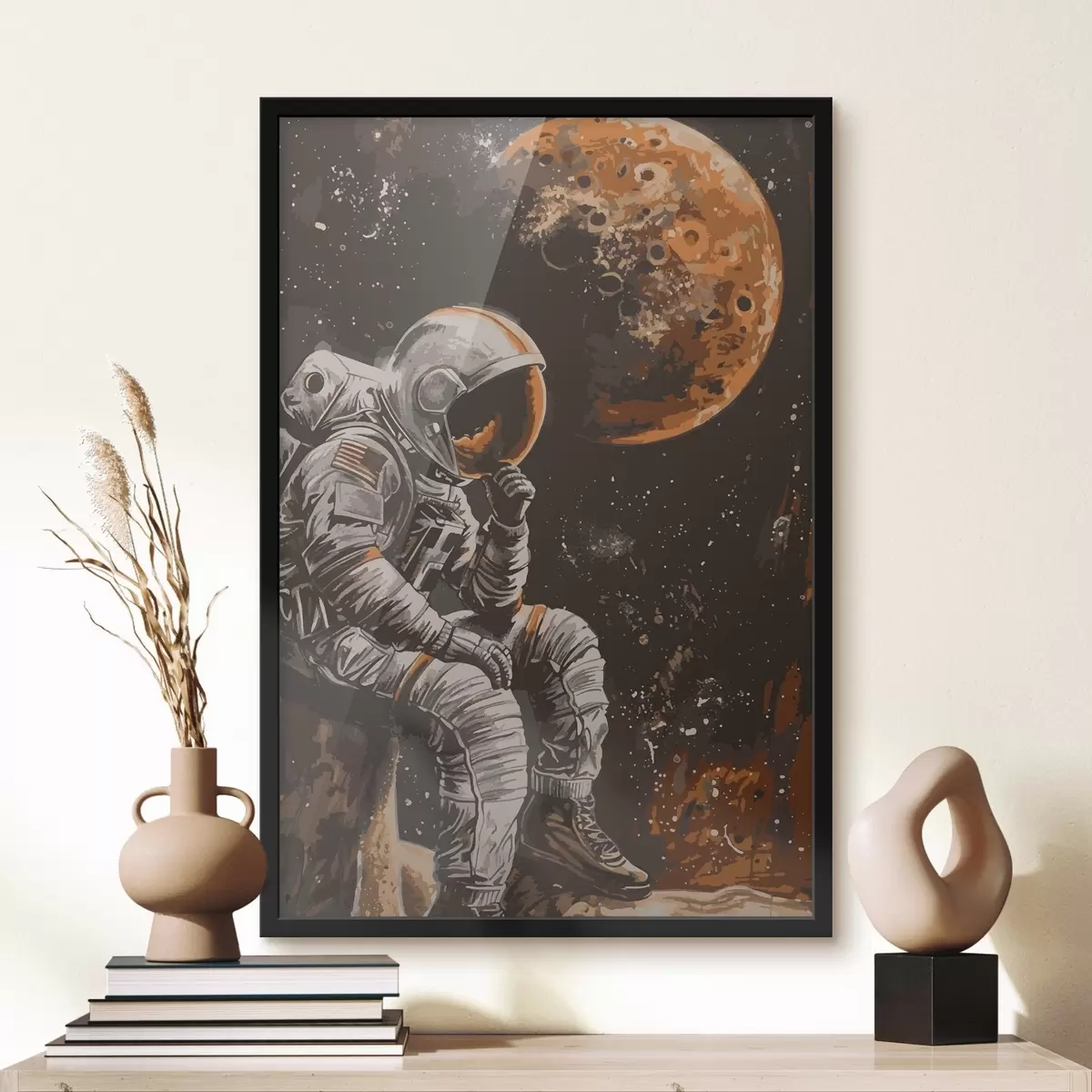 Poster Astronauta seduto su una roccia f38316