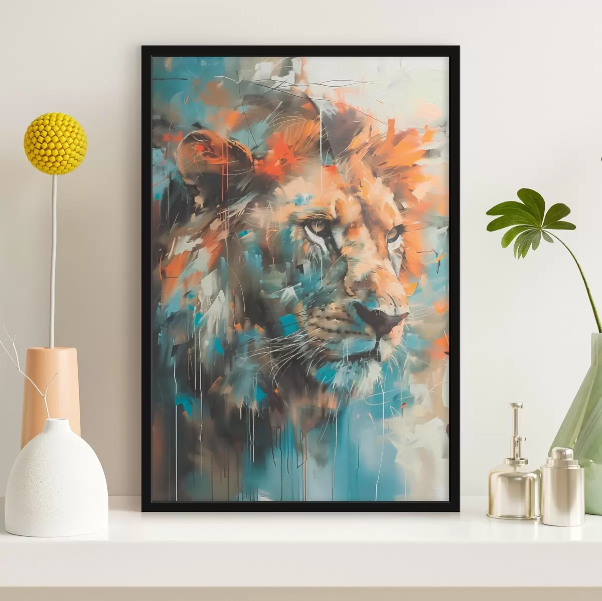 Poster Texture con stampa di tendenza Safari Lion f38422