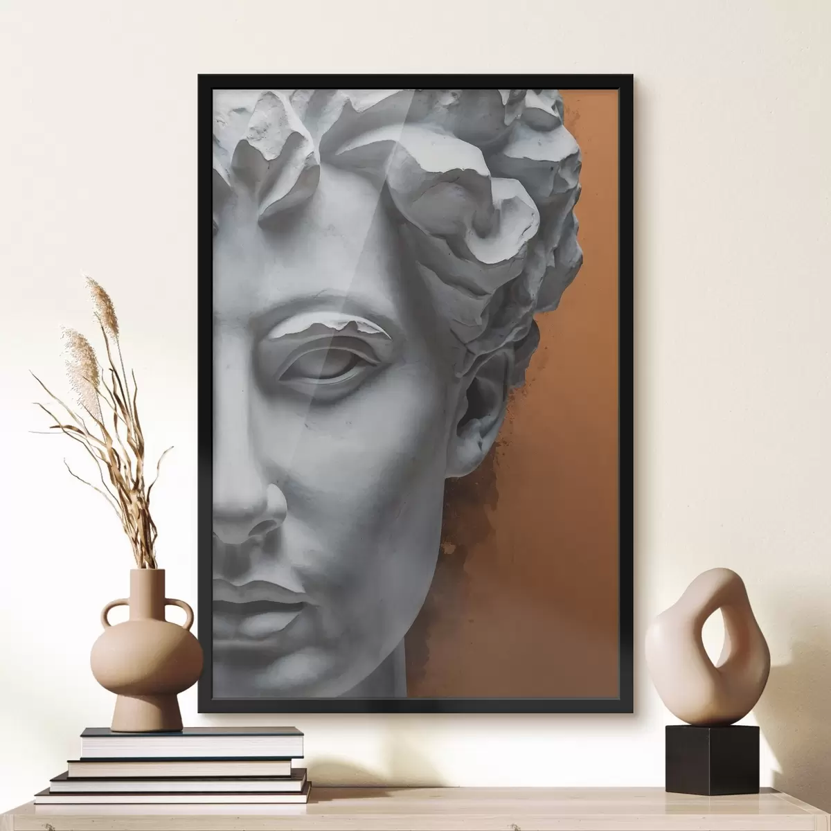 Poster Una statua che raffigura il volto di un uomo f38433