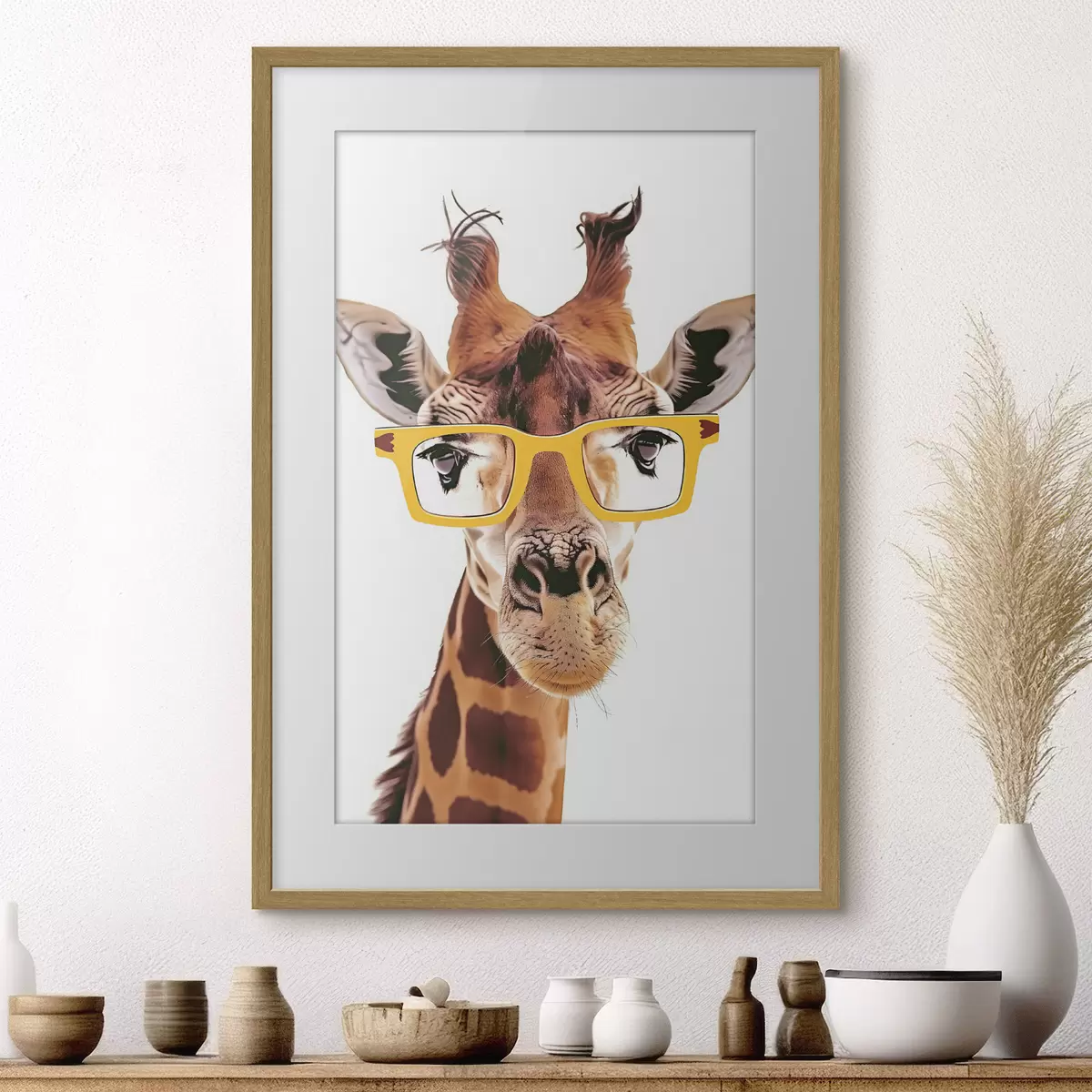 Poster Giraffa con occhiali gialli f38503