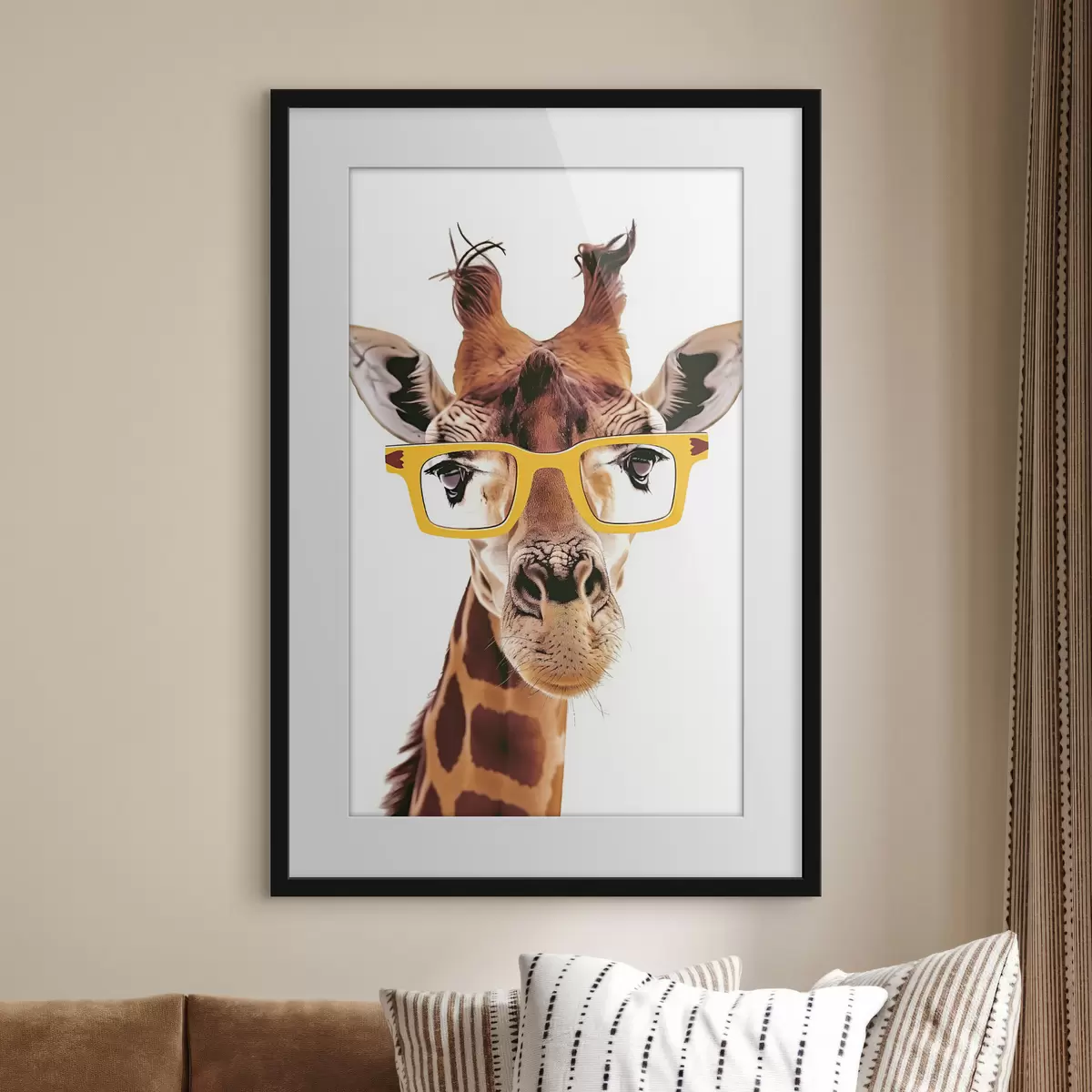 Poster Giraffa con occhiali gialli f38503