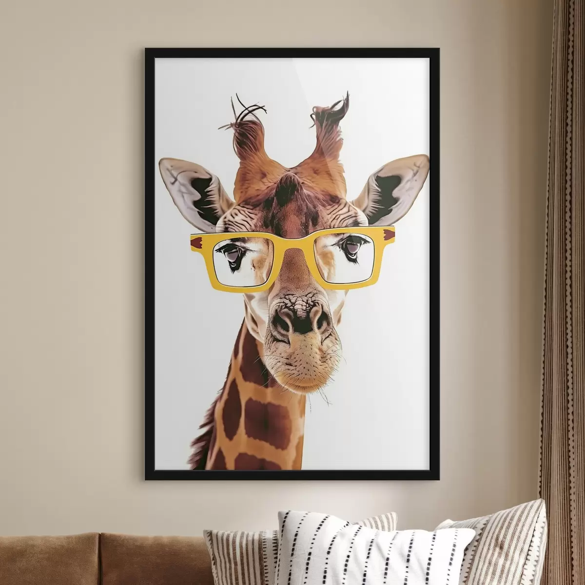 Poster Giraffa con occhiali gialli f38503