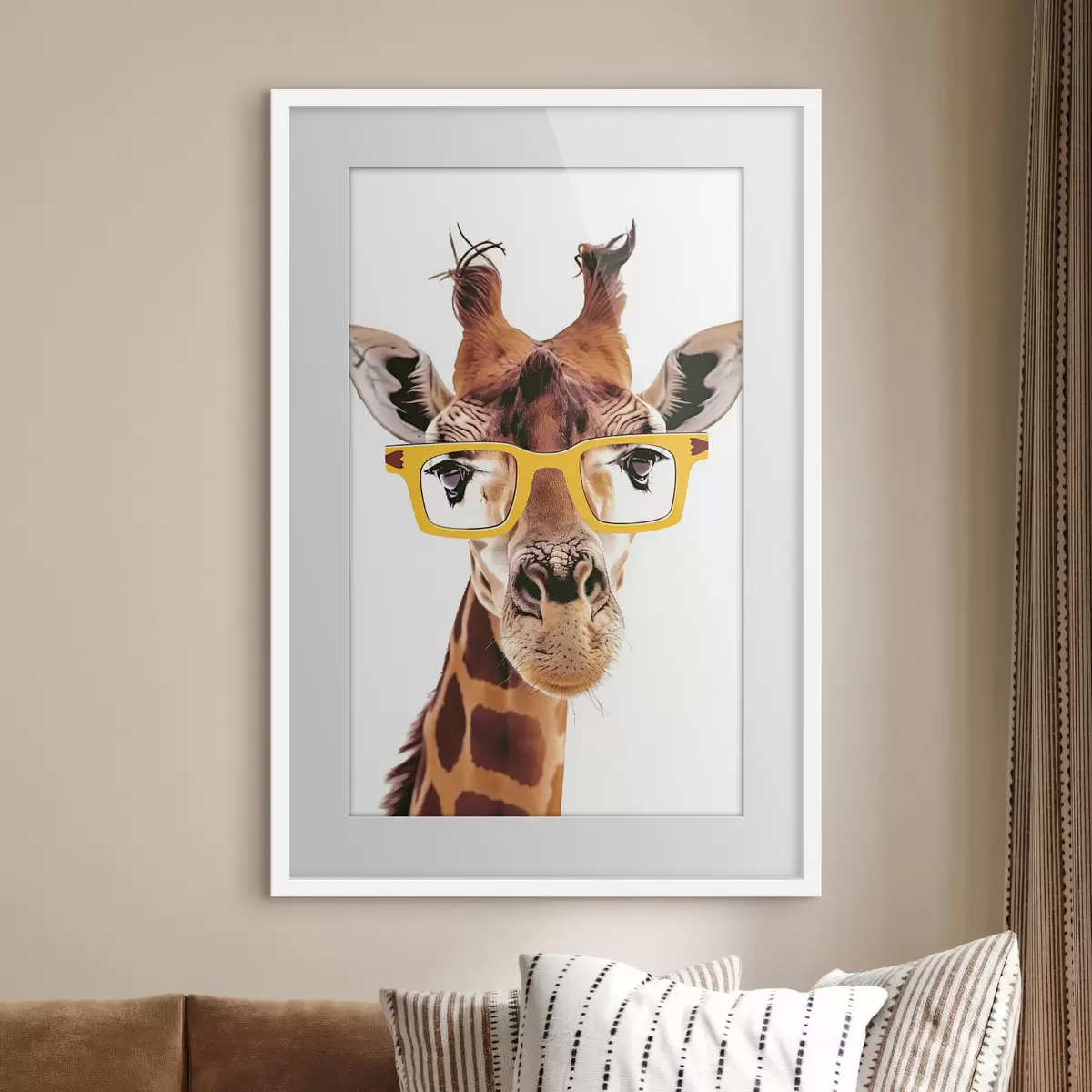 Poster Giraffa con occhiali gialli f38503