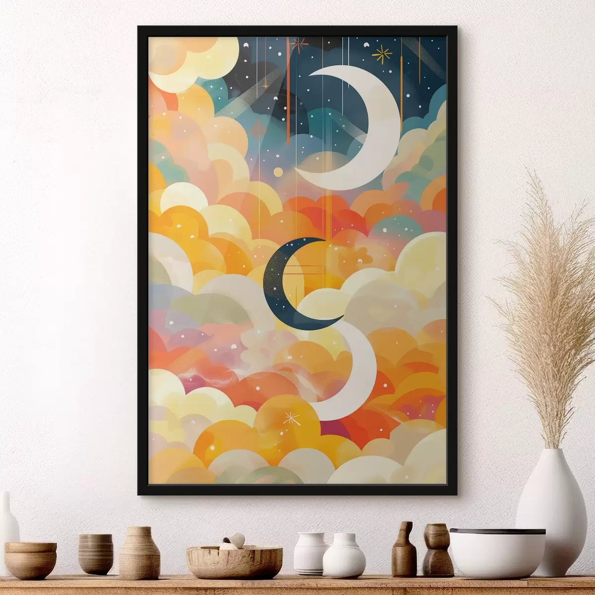 Poster Luna e nuvole colorate f38523