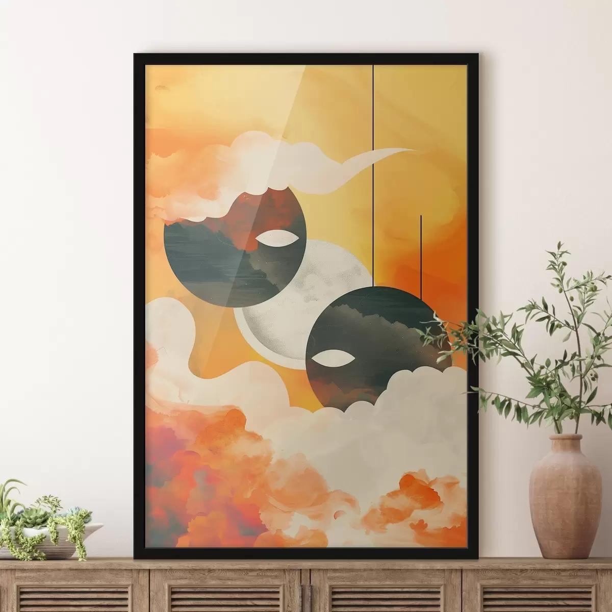 Poster Un'immagine di due cerchi e nuvole f38524