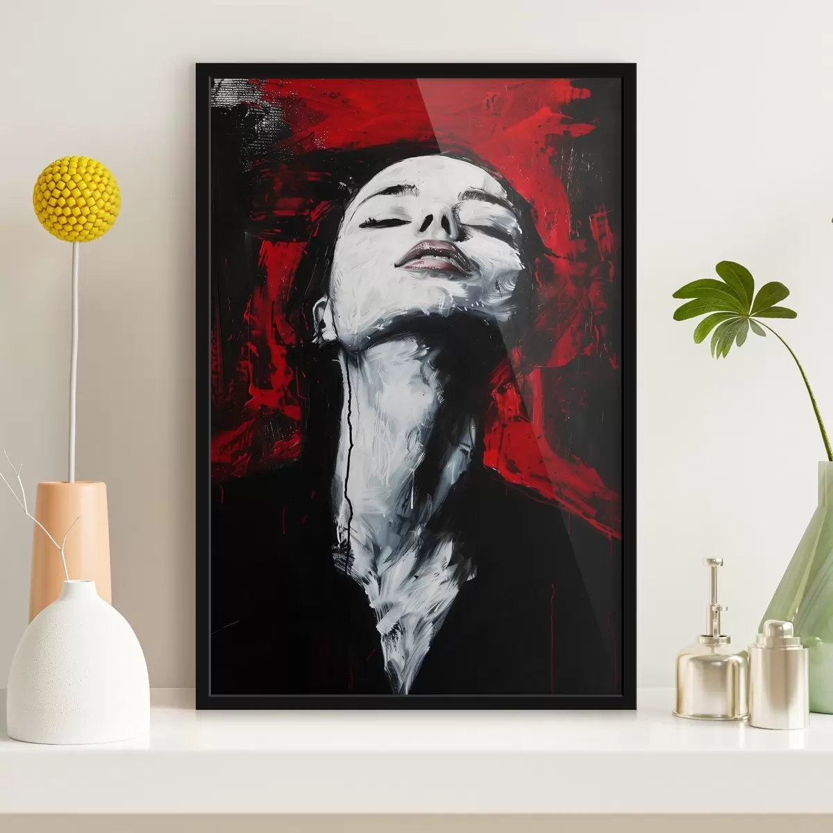 Poster Immagine di una donna con gli occhi chiusi con l'Andy Warhol Museum sullo sfondo. f38557