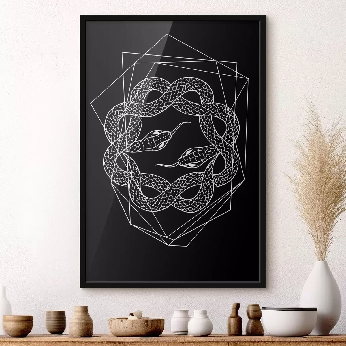 Poster Serpente bianco in cerchio f38565v4