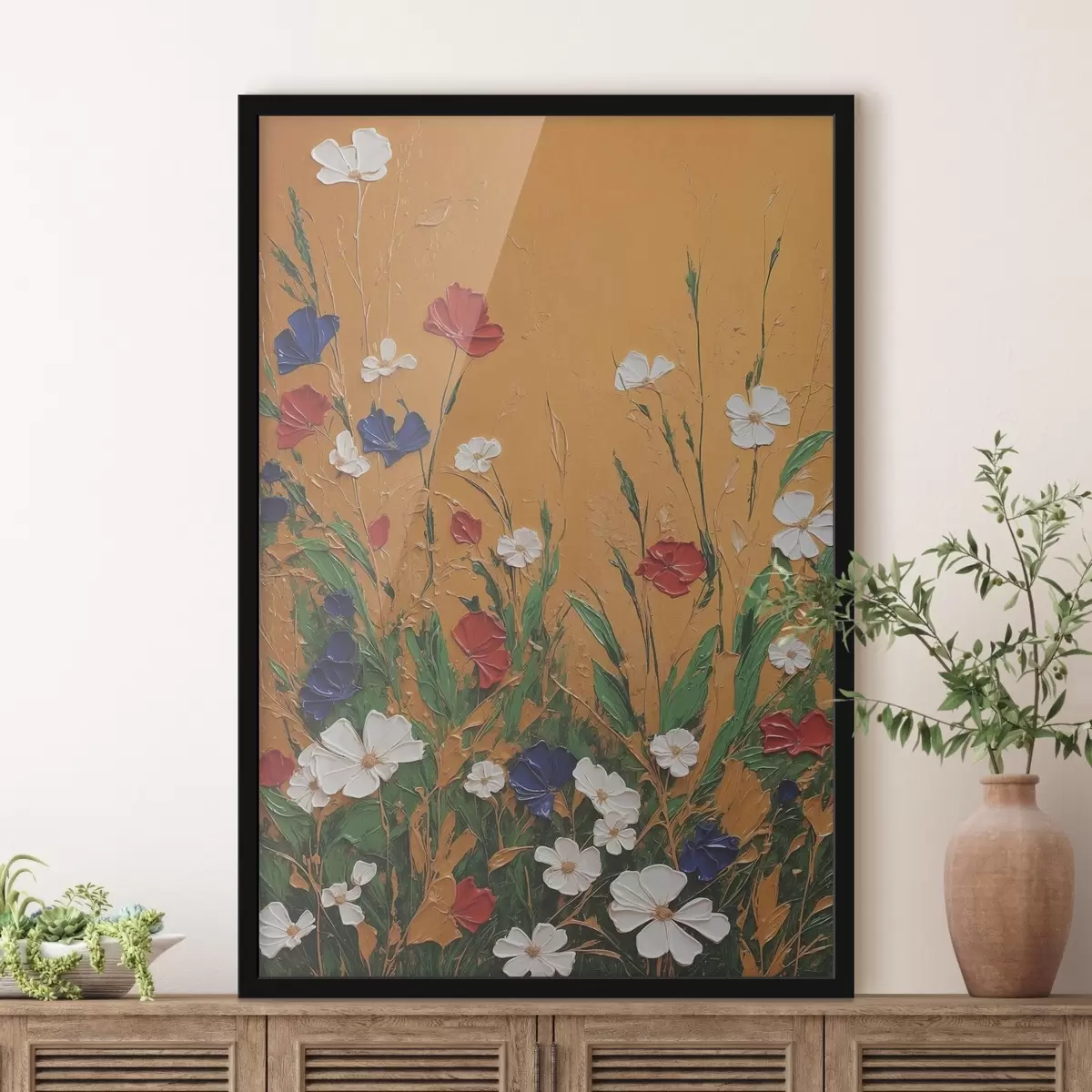 Poster Immagine di fiori sulla parete f38581
