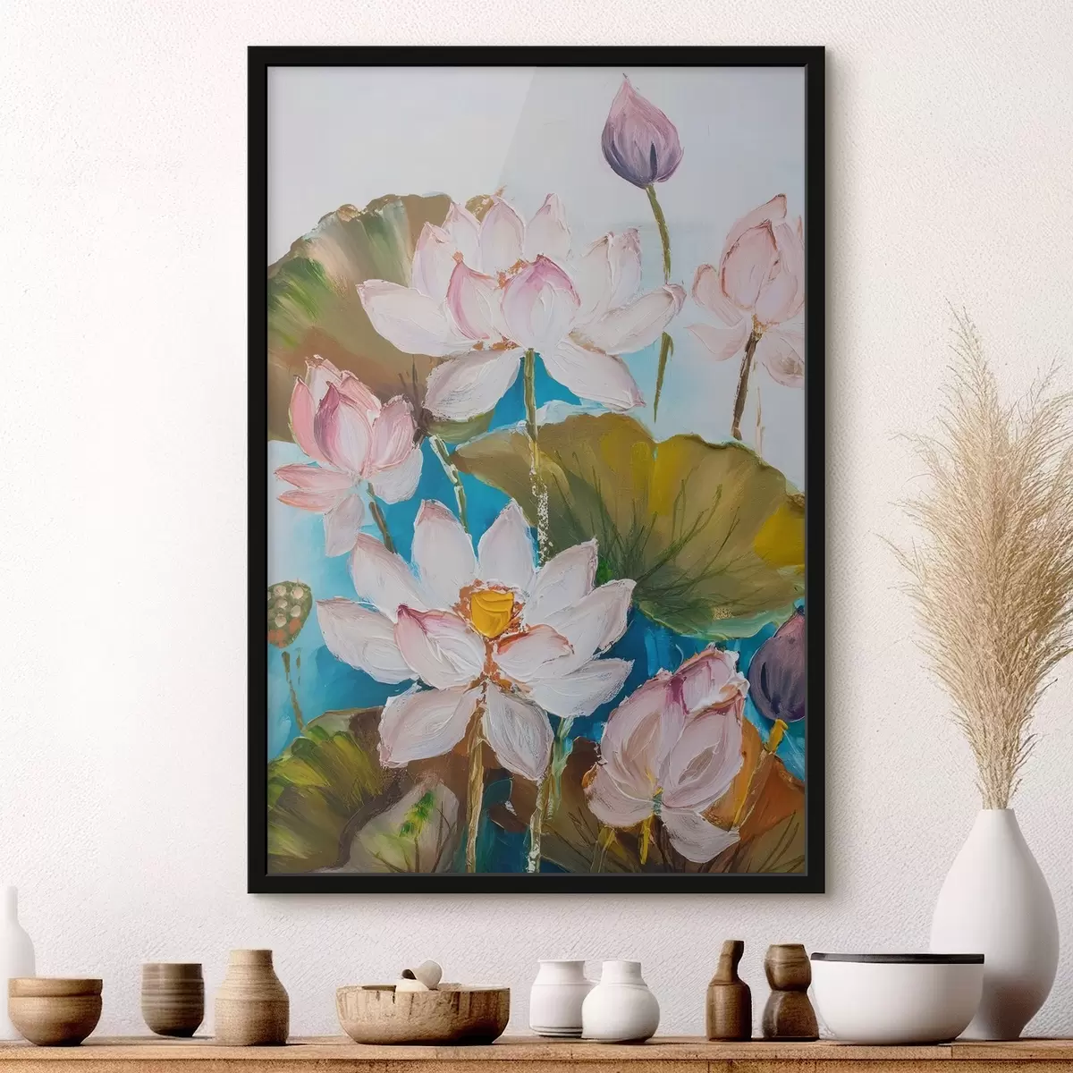 Poster Un dipinto di fiori e foglie f38608