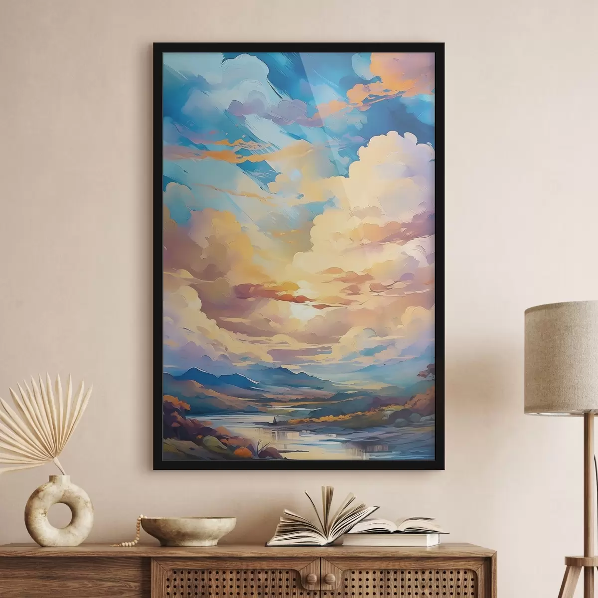 Poster Tramonto sereno su un paesaggio tranquillo f38847