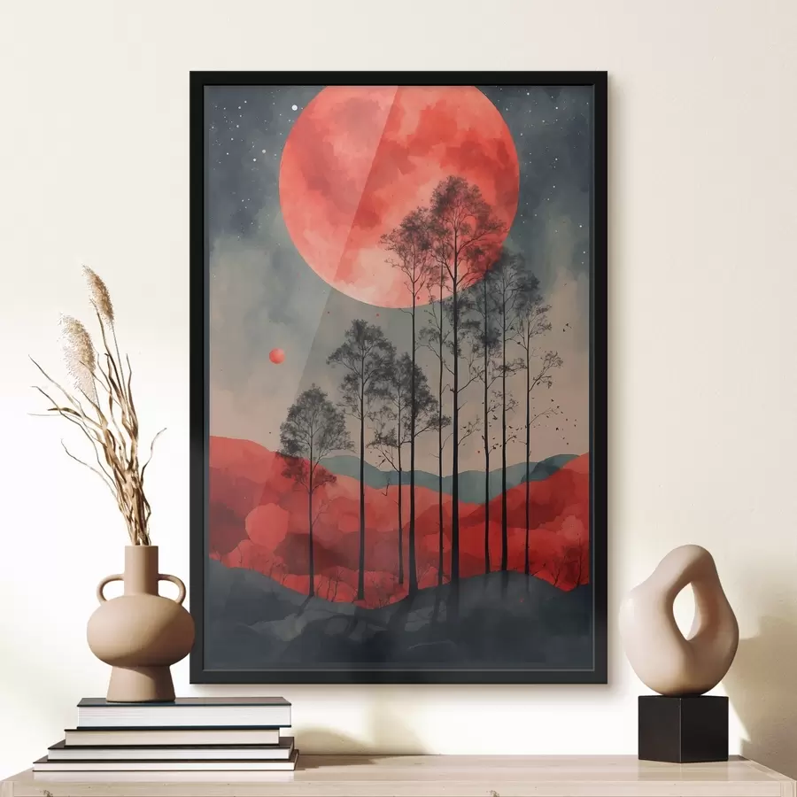 carta da parati Notte misteriosa sotto una luna cremisi nr. f38862