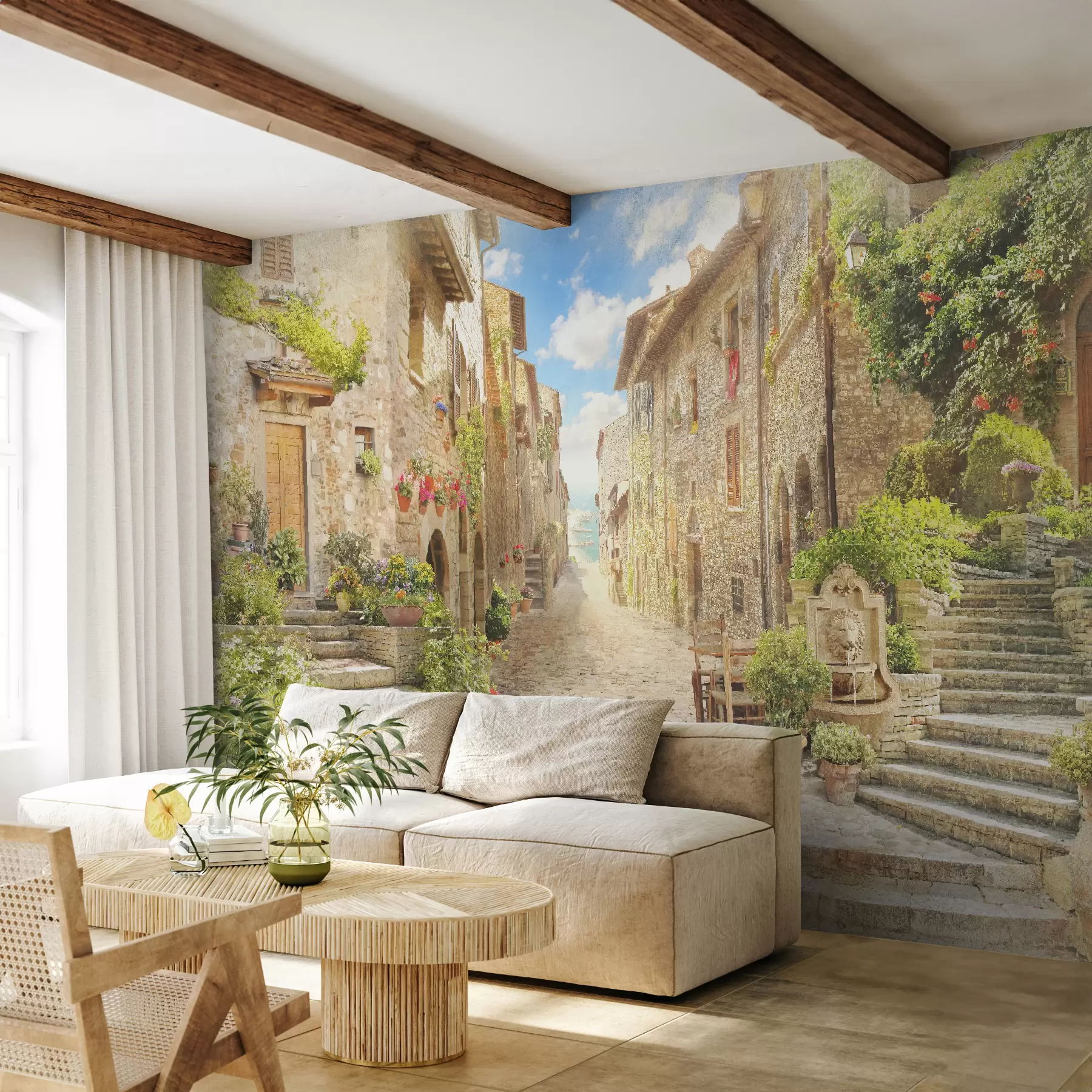 Carta da parati con la vista di città Stabilimento, fabbricato e proprietà 