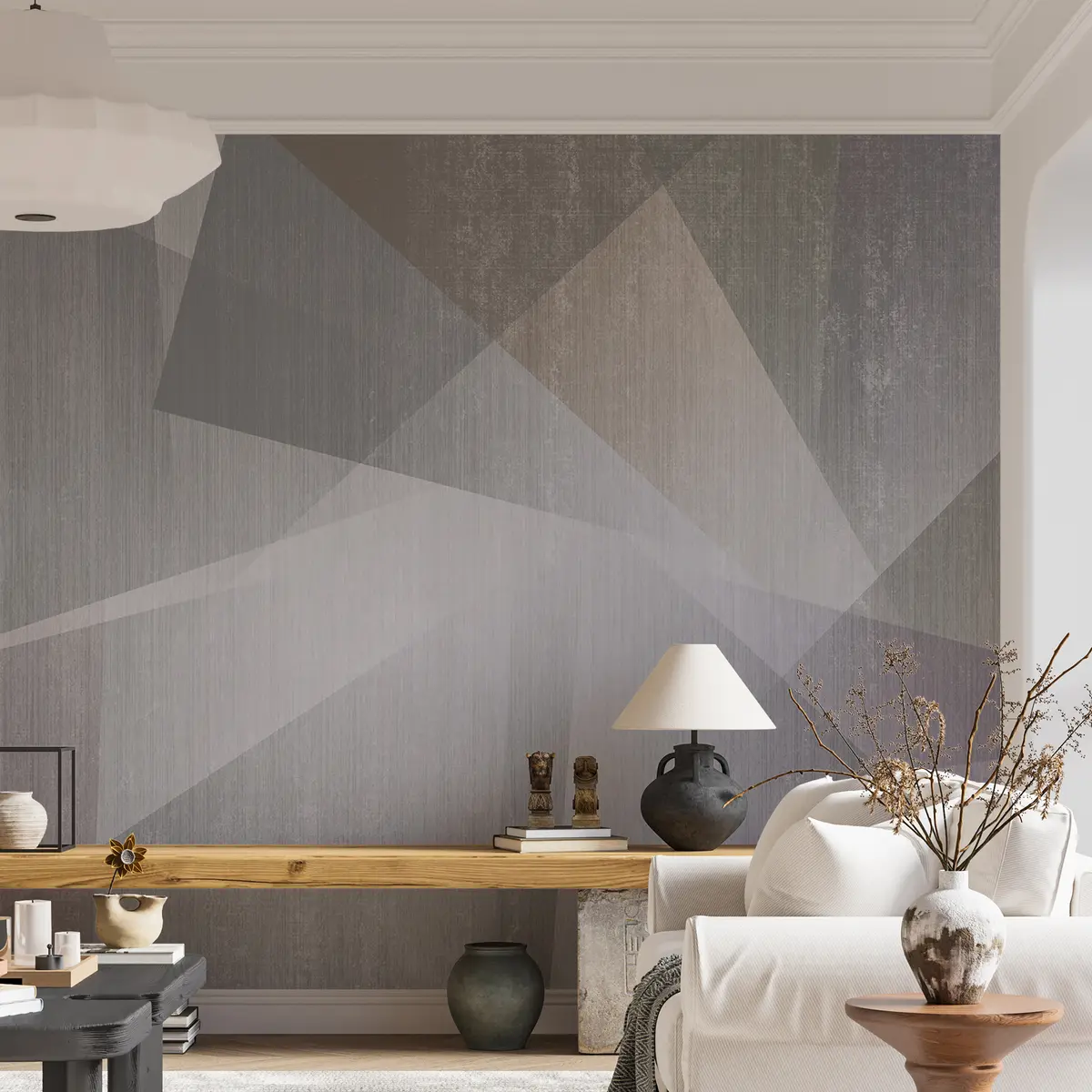 carta da parati Rettangolo, grigio e art nr. u45929