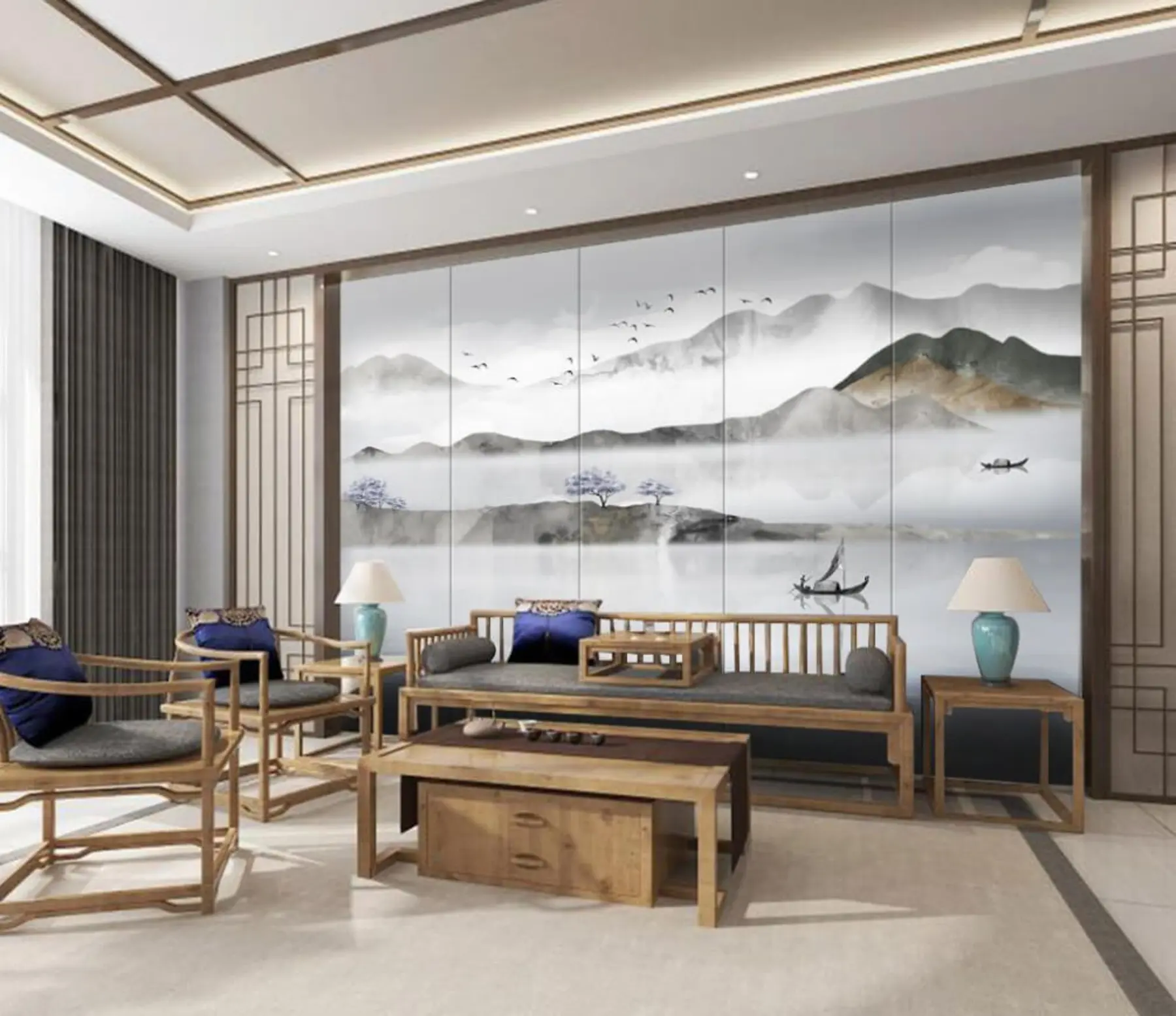 carta da parati Acqua, cielo e montagna nr. u46157