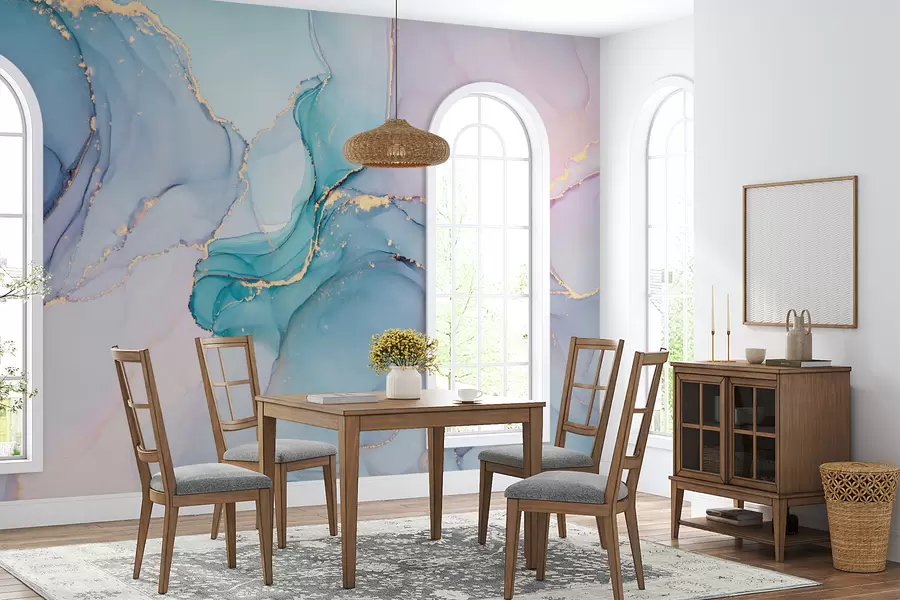 carta da parati Marmo - azzurro, rosa nr. u49408