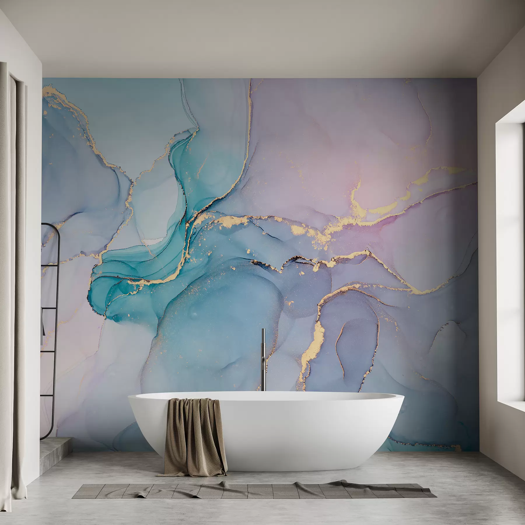 carta da parati Marmo - azzurro, rosa nr. u49408