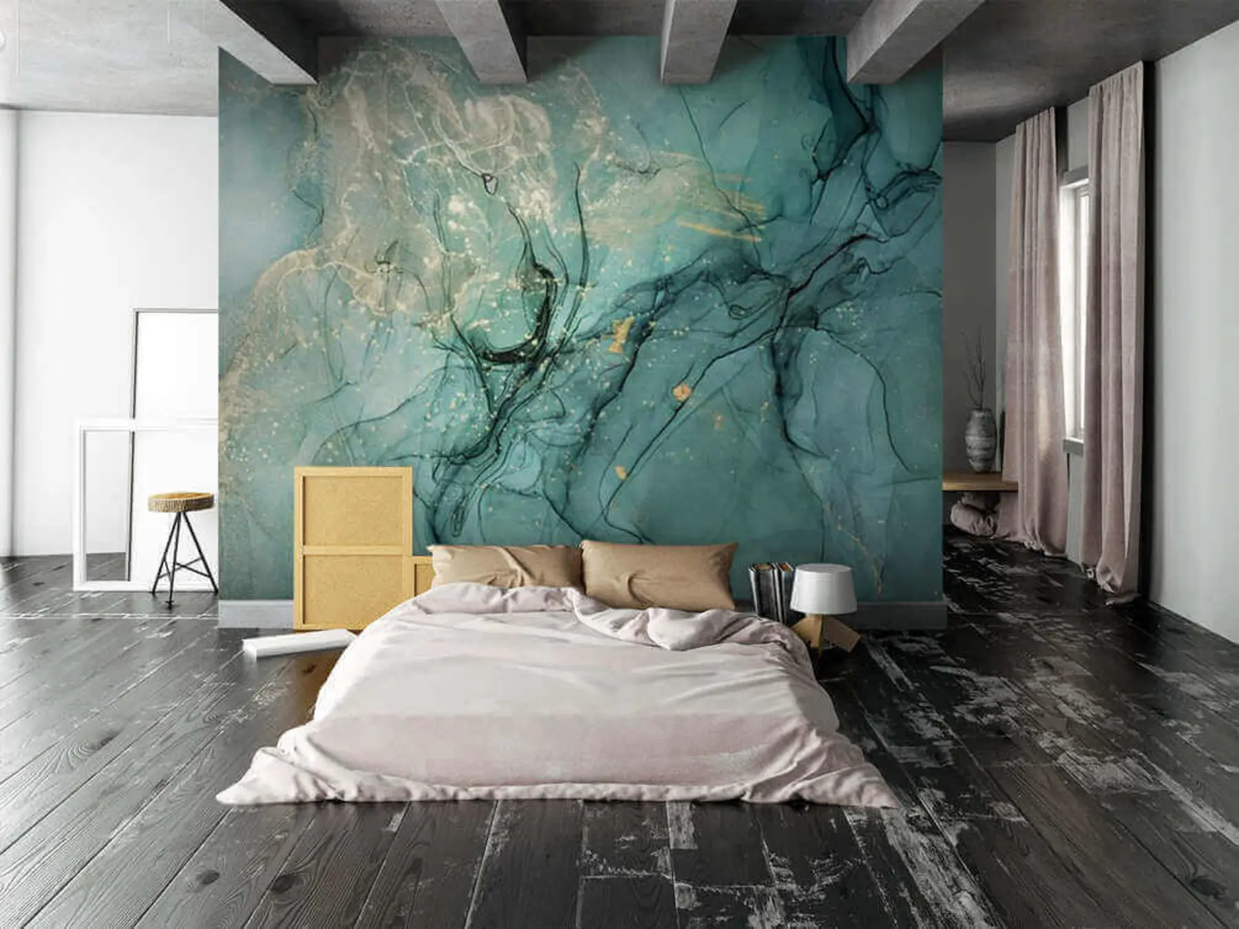 carta da parati Marmo turchese con una sottile foschia nr. u51399