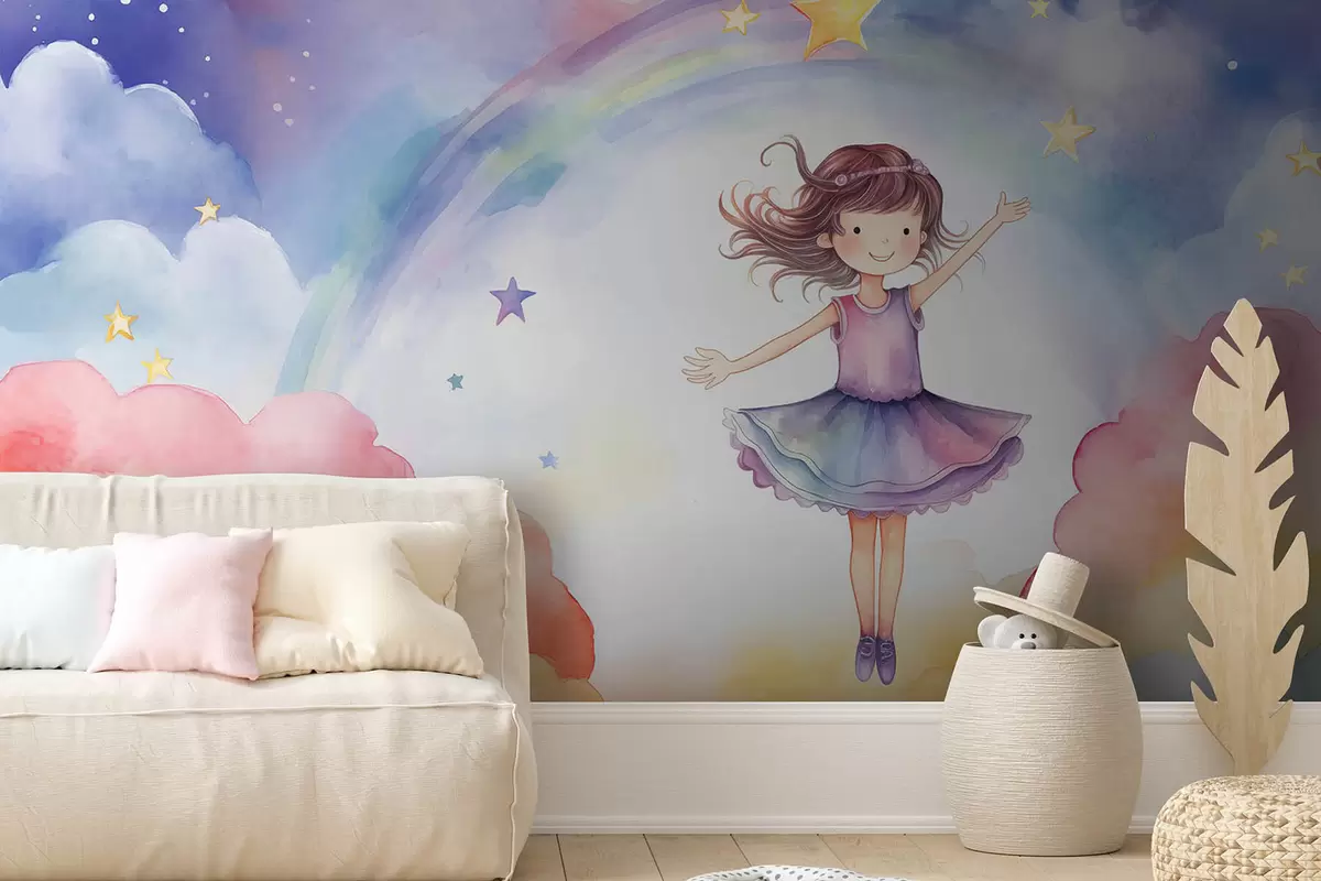 carta da parati Ragazza carina tra le nuvole nr. w08504