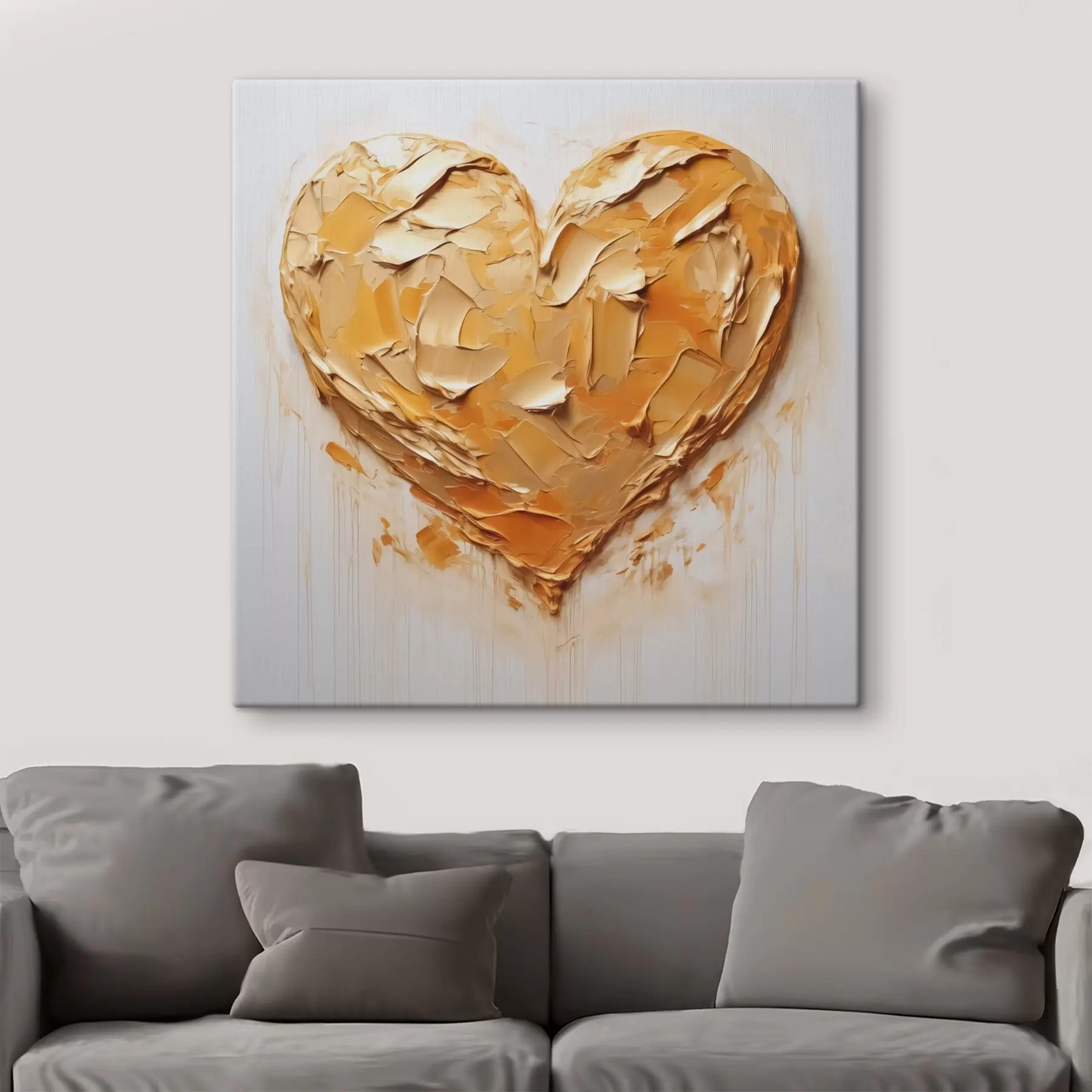 carta da parati Imitazione a cuore di pennellate, tonalità gialle e arancioni nr. s42124