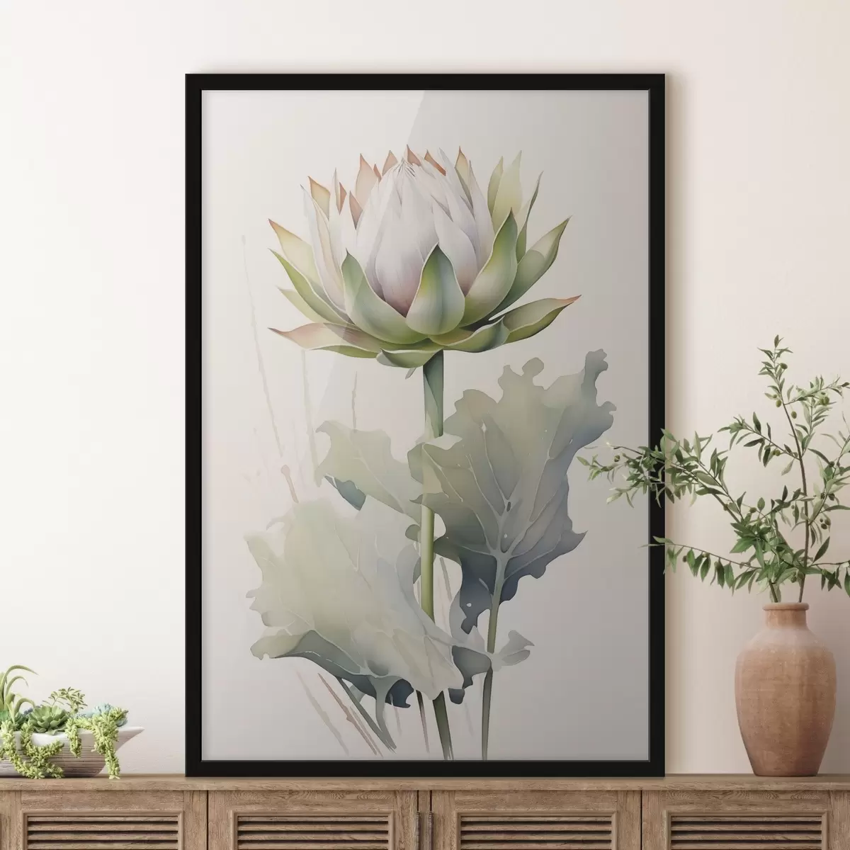 Poster Imitazione del fiore di carciofo ad acquerello f42117
