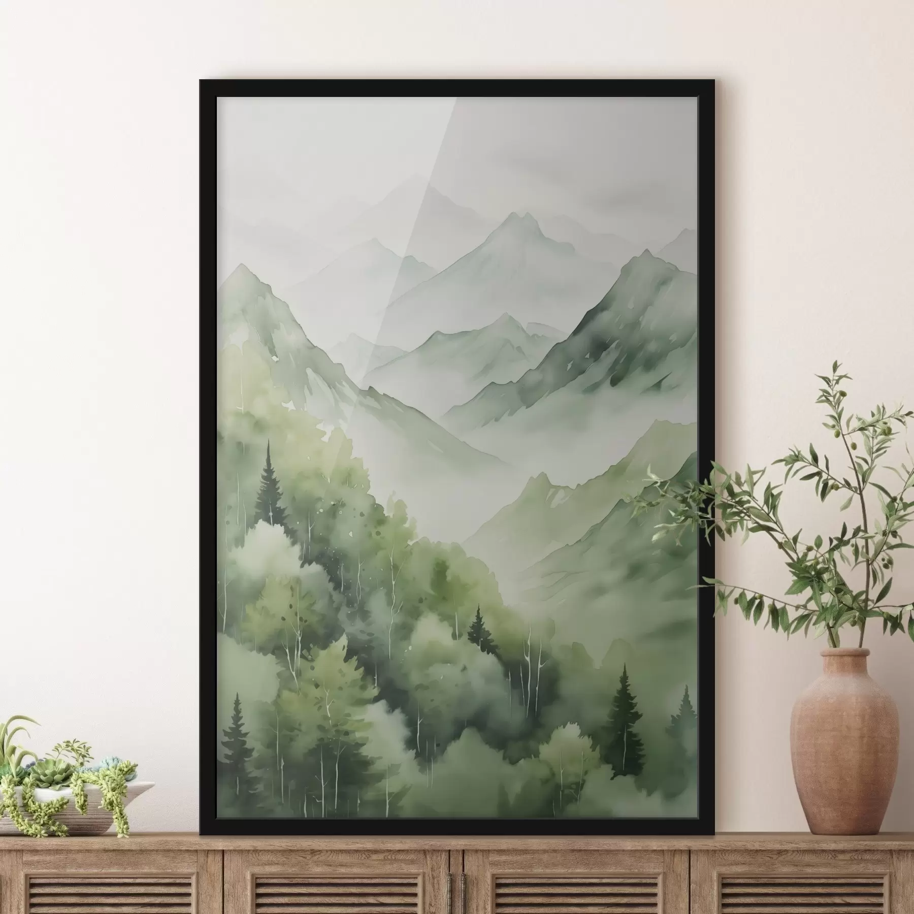 carta da parati Foresta decidua in montagna imitazione dell'acquerello nr. f42122