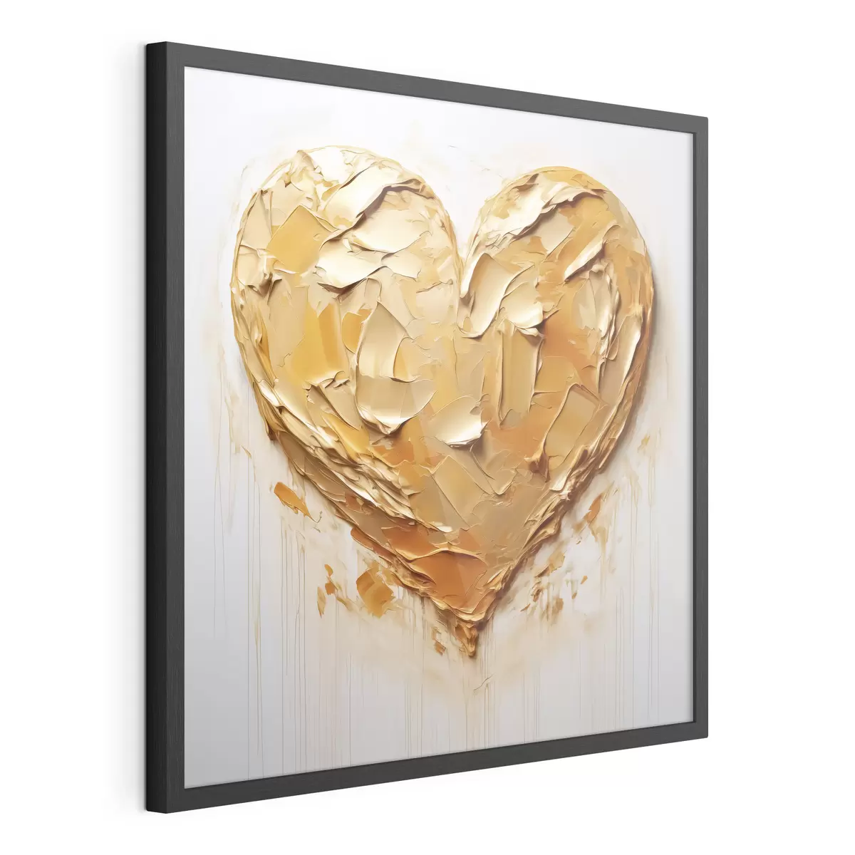 Poster Imitazione a cuore di pennellate, tonalità gialle e arancioni f42124