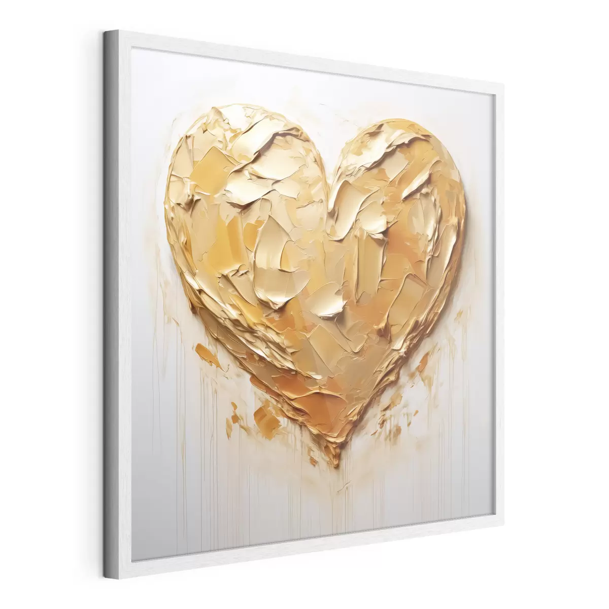 Poster Imitazione a cuore di pennellate, tonalità gialle e arancioni f42124