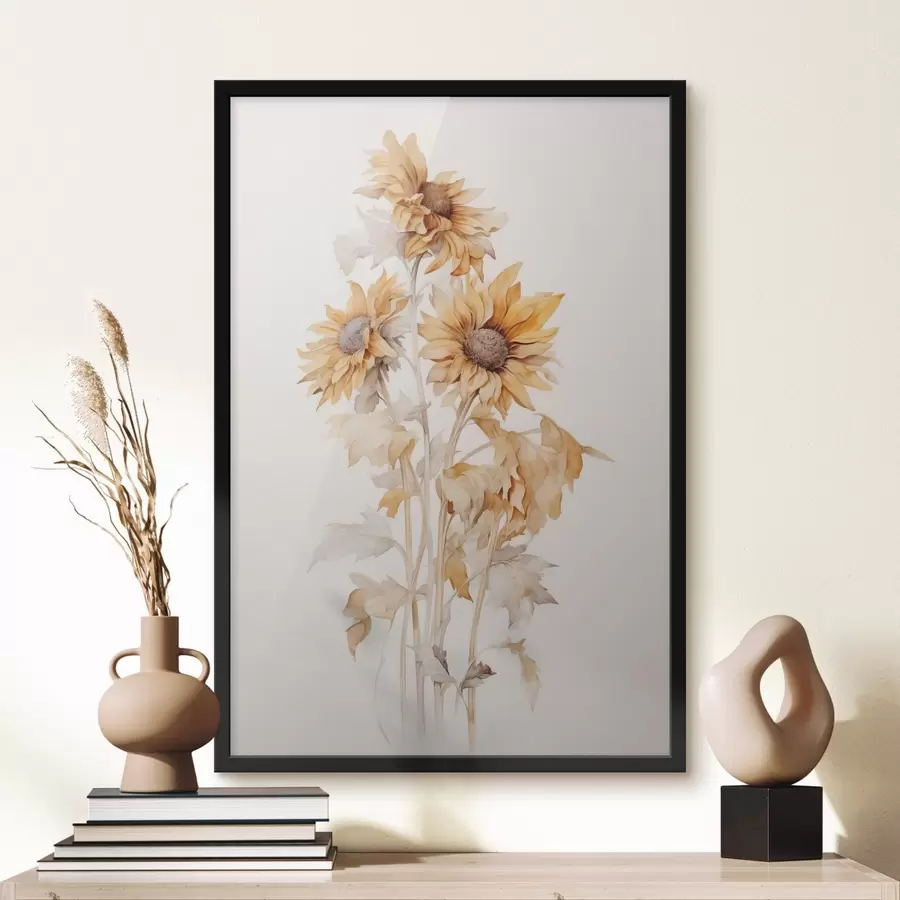 carta da parati Acquerello imitazione girasoli nr. f42127