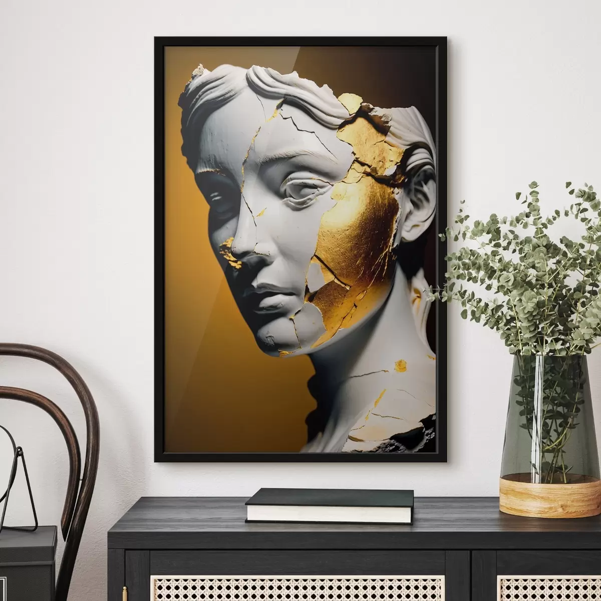 Poster Una scultura raffigurante un volto di donna f31152