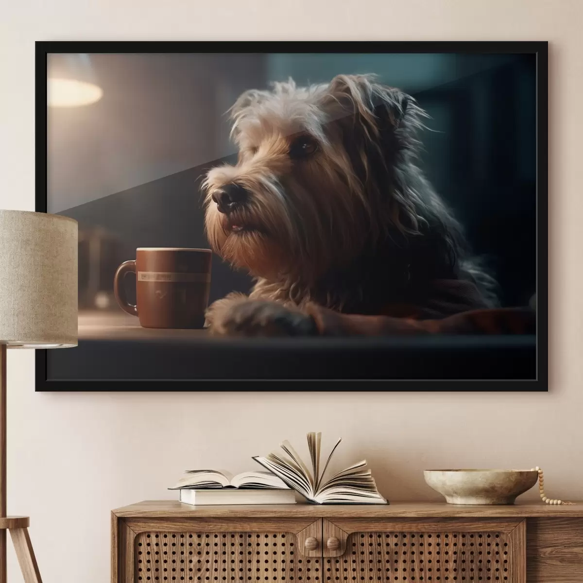 Poster Una tazza di tè e un cane f32153