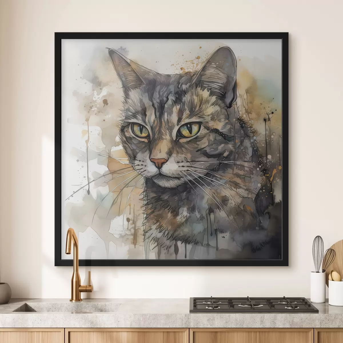 Poster Gatto in stile acquerello f32299