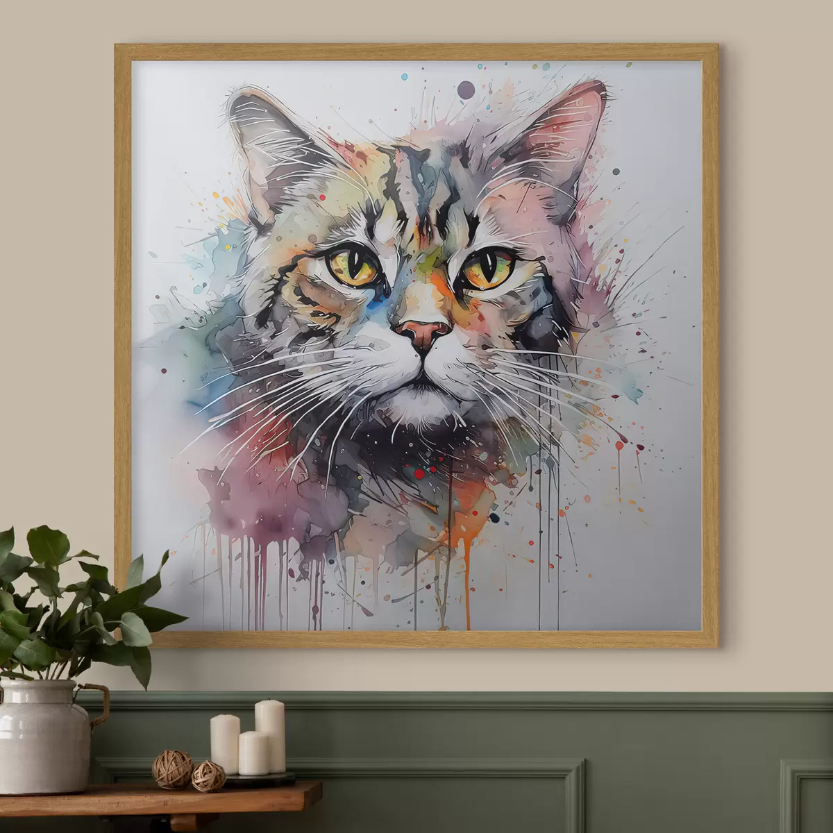 Poster Gatto in stile acquerello f32316
