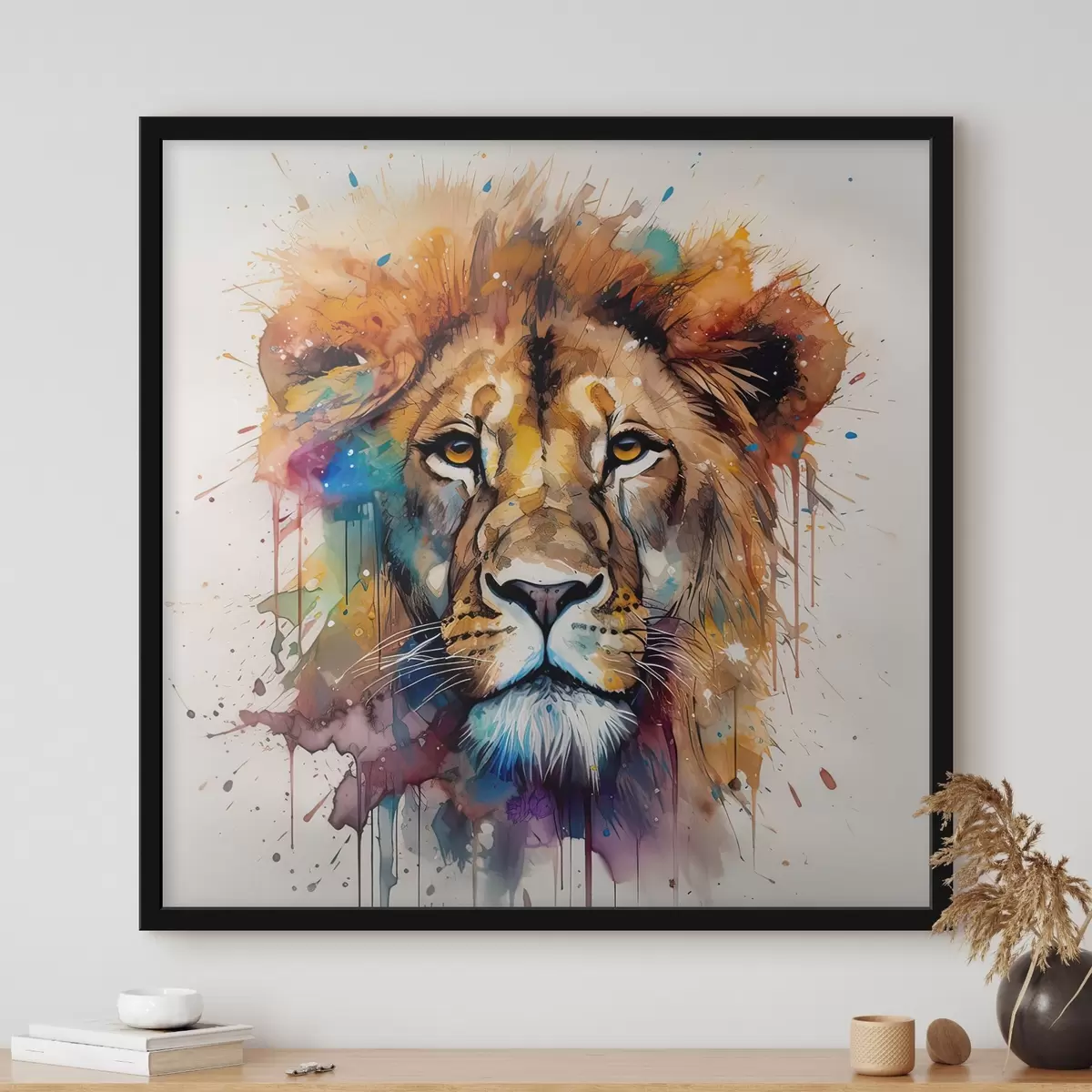 Poster Un leone in stile acquerello f32325