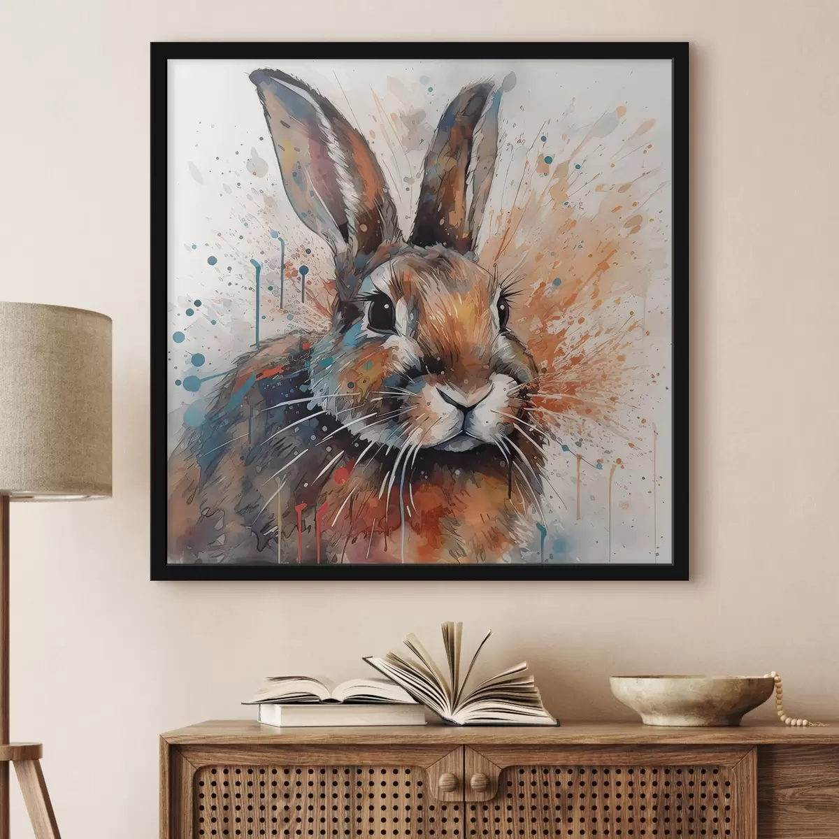 Poster Coniglio in stile acquerello f32329