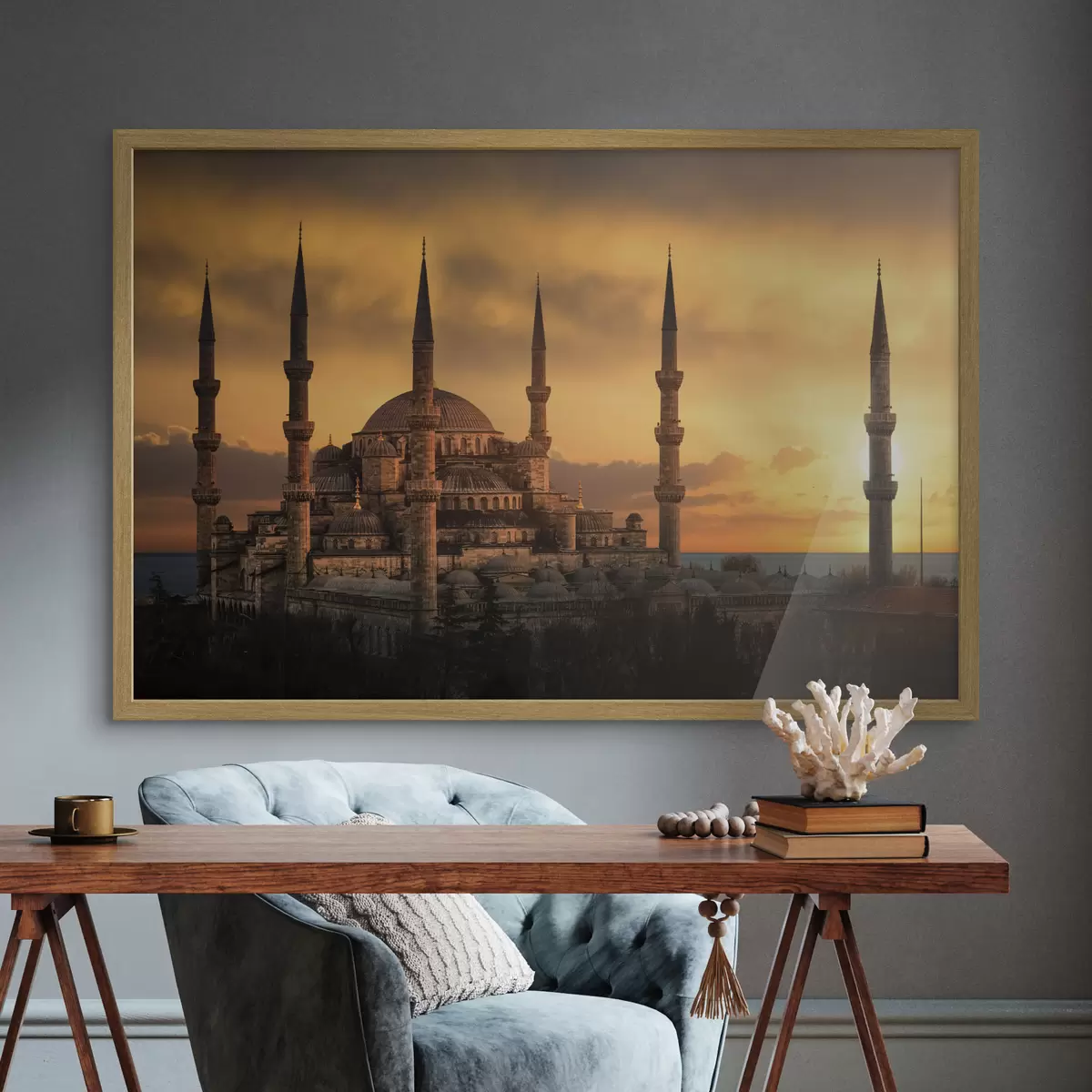 Poster Moschea Blu al tramonto, Istanbul f33029