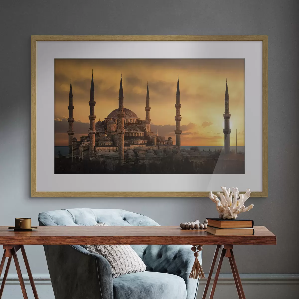 Poster Moschea Blu al tramonto, Istanbul f33029