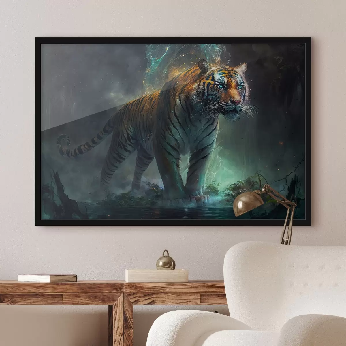 Poster Tigre al neon disegnata a mano f33919