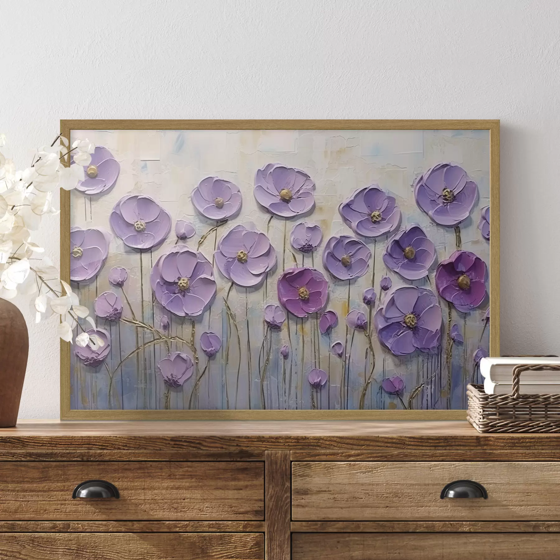 carta da parati Pittura a olio di fiori primaverili su tela nr. f34856