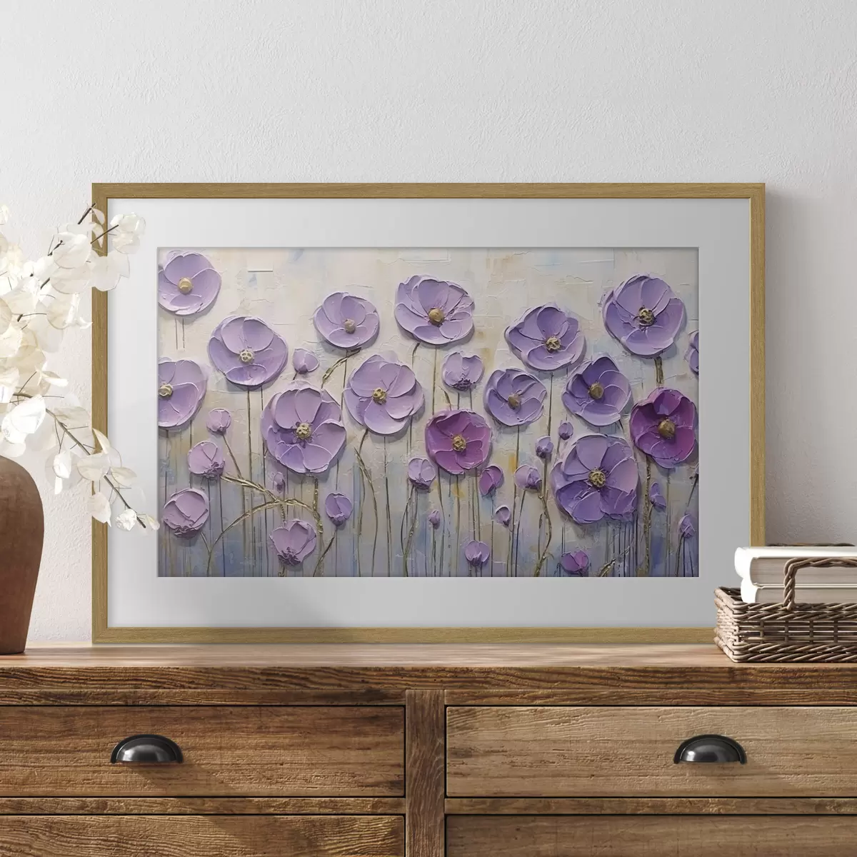 Poster Pittura a olio di fiori primaverili su tela f34856